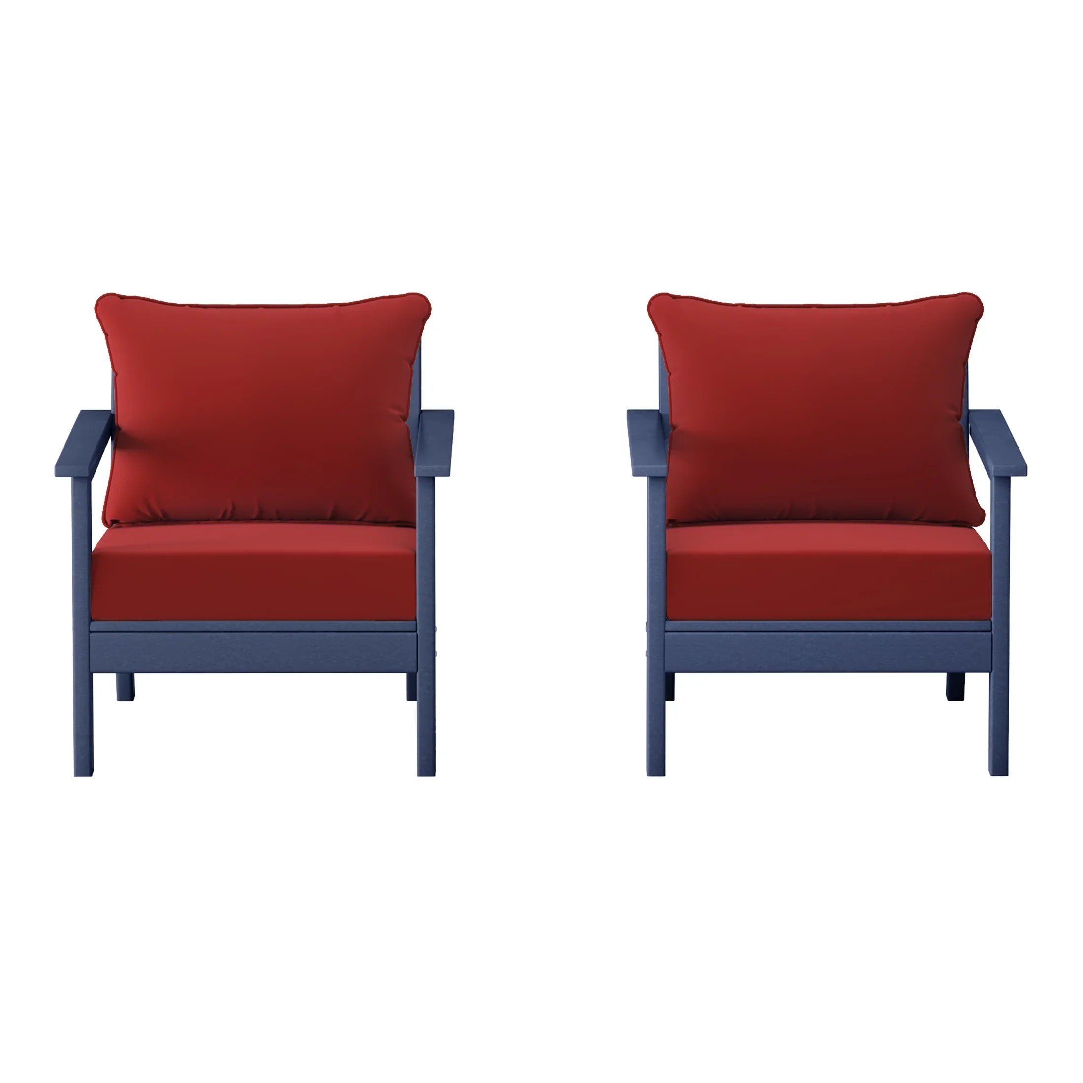 Portsmouth Outdoor Modern HDPE Patio Club Chairs with Deep Seat Cushions (Set of 2)