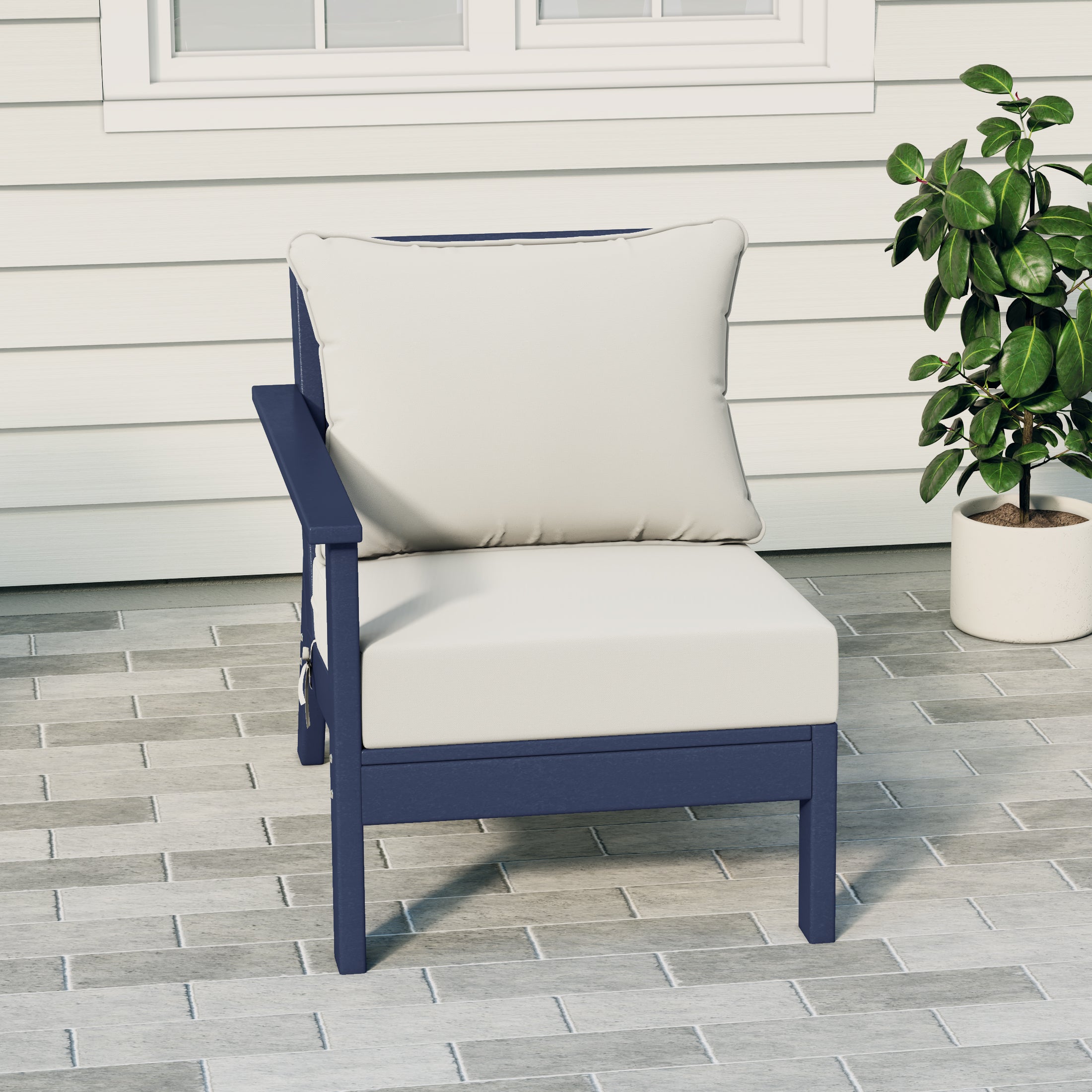 Portsmouth Outdoor Patio HDPE Left Arm Sectional Corner Club Chair with Patio Cushions