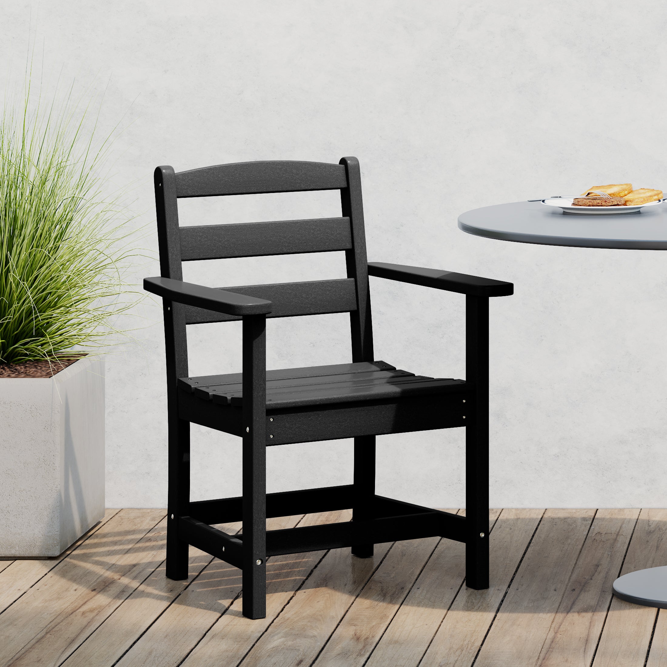 Palms Outdoor HDPE Patio Classic Dining Arm Chair