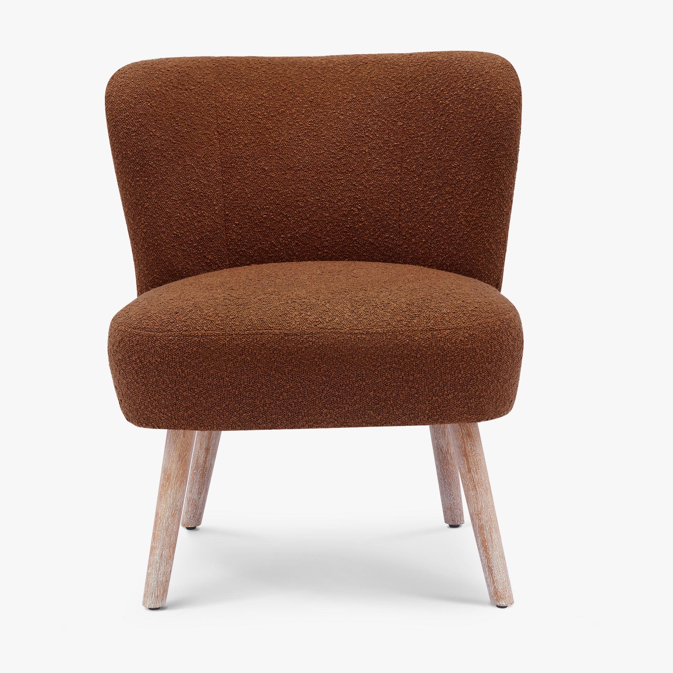 Amélie Mid-Century Boucle Accent Chair with Ottoman Foot Stool Set