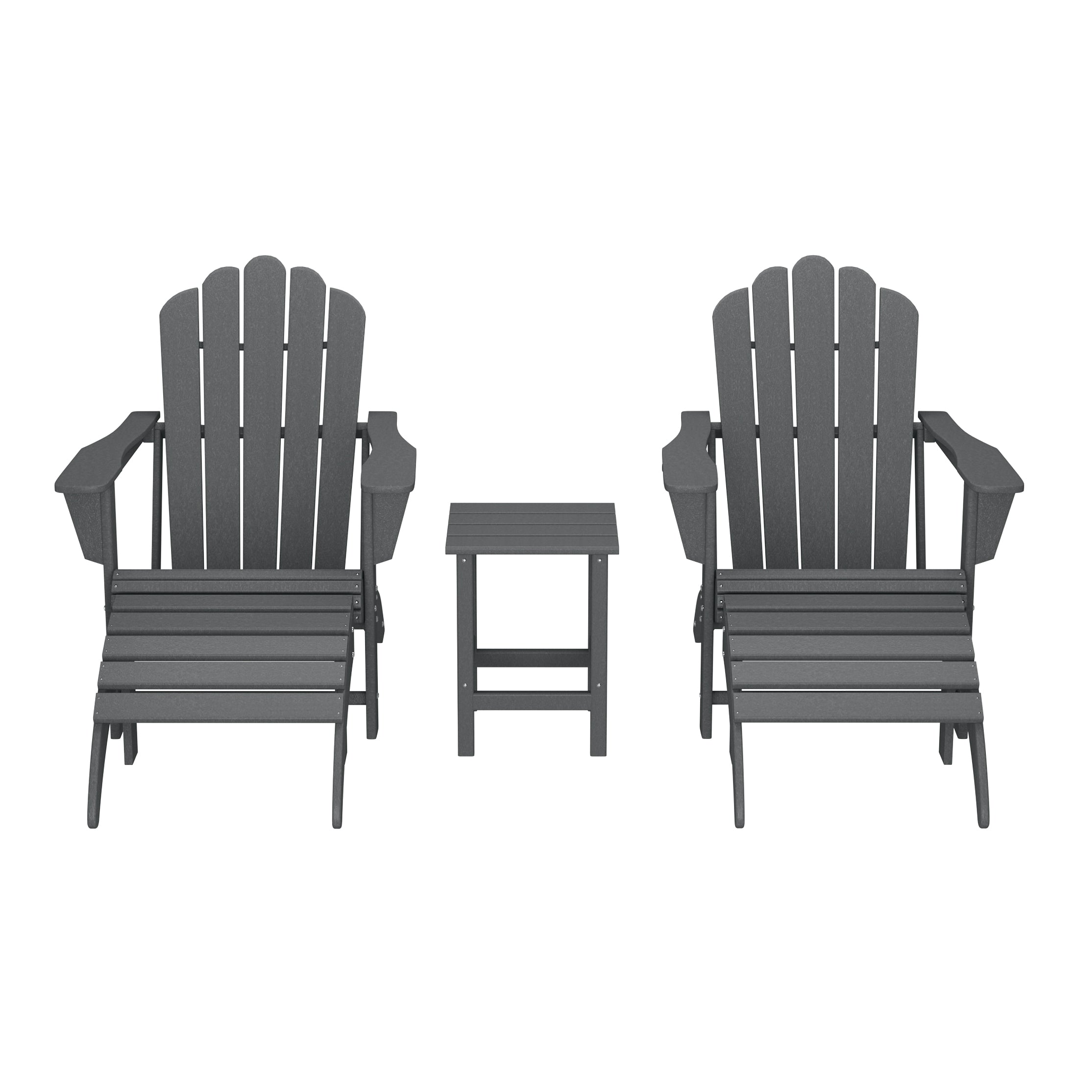Lakeview 5-Piece Adirondack Chair with Folding Ottoman and Table Set