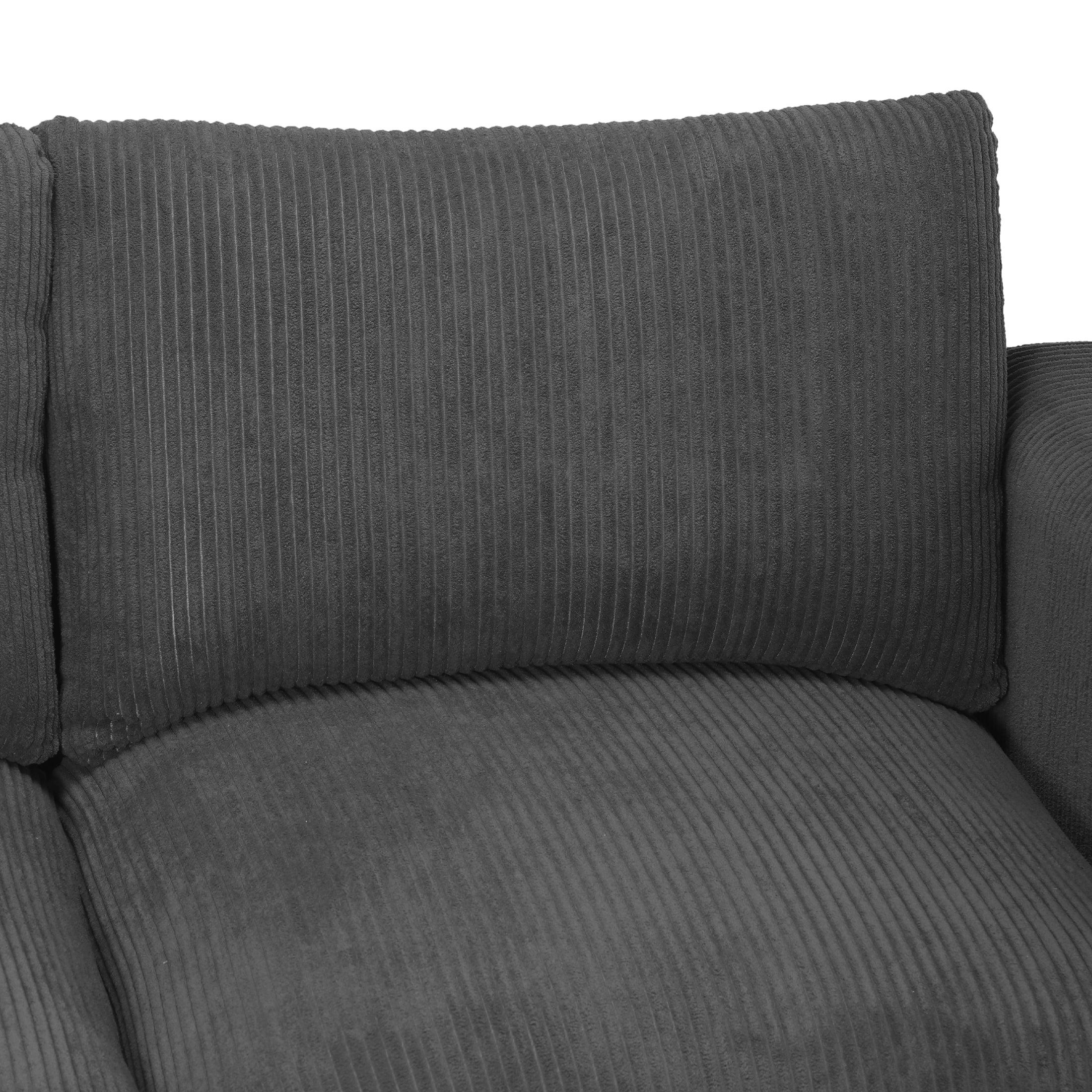Ava 99" Modular Corduroy L-Shaped Sectional Sofa and Chaise With USB/Type-C Ports and Side Pockets