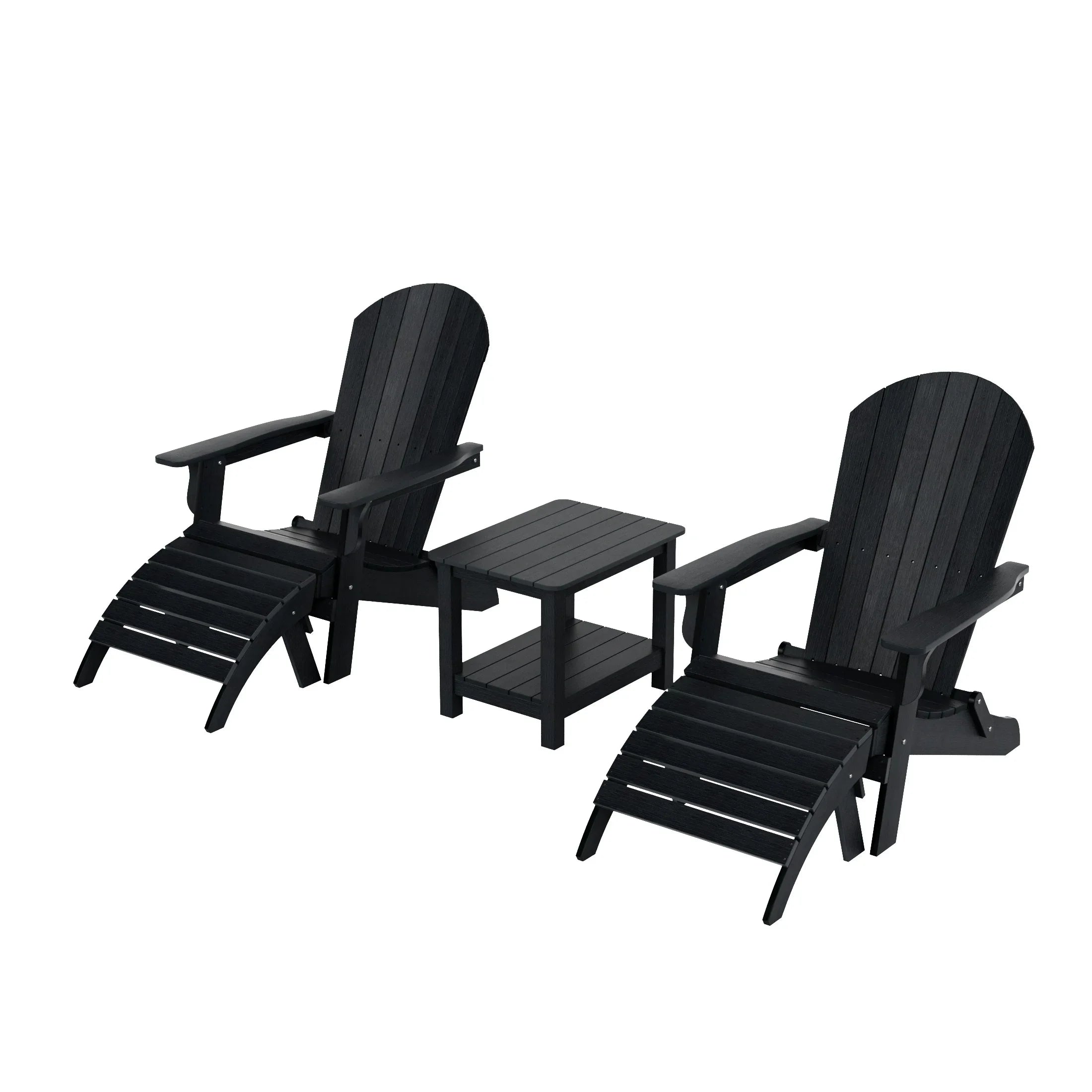 Florence 5-Piece HIPS Outdoor Folding Adirondack Seashell Chair With Folding Ottoman And Side Table