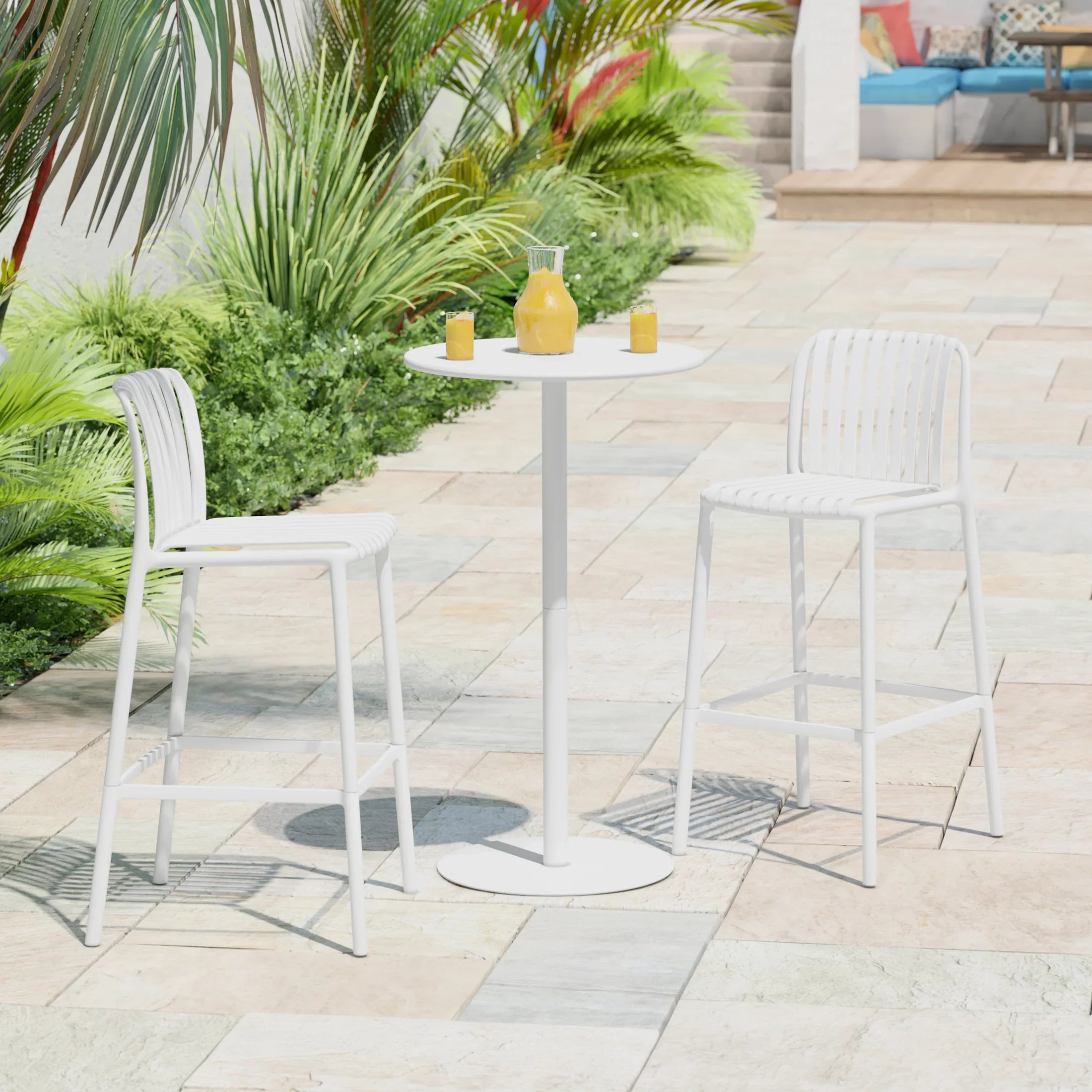 Sunshine 3-Piece Patio Adjustable Bar Table with Stackable Patio Bar Stools