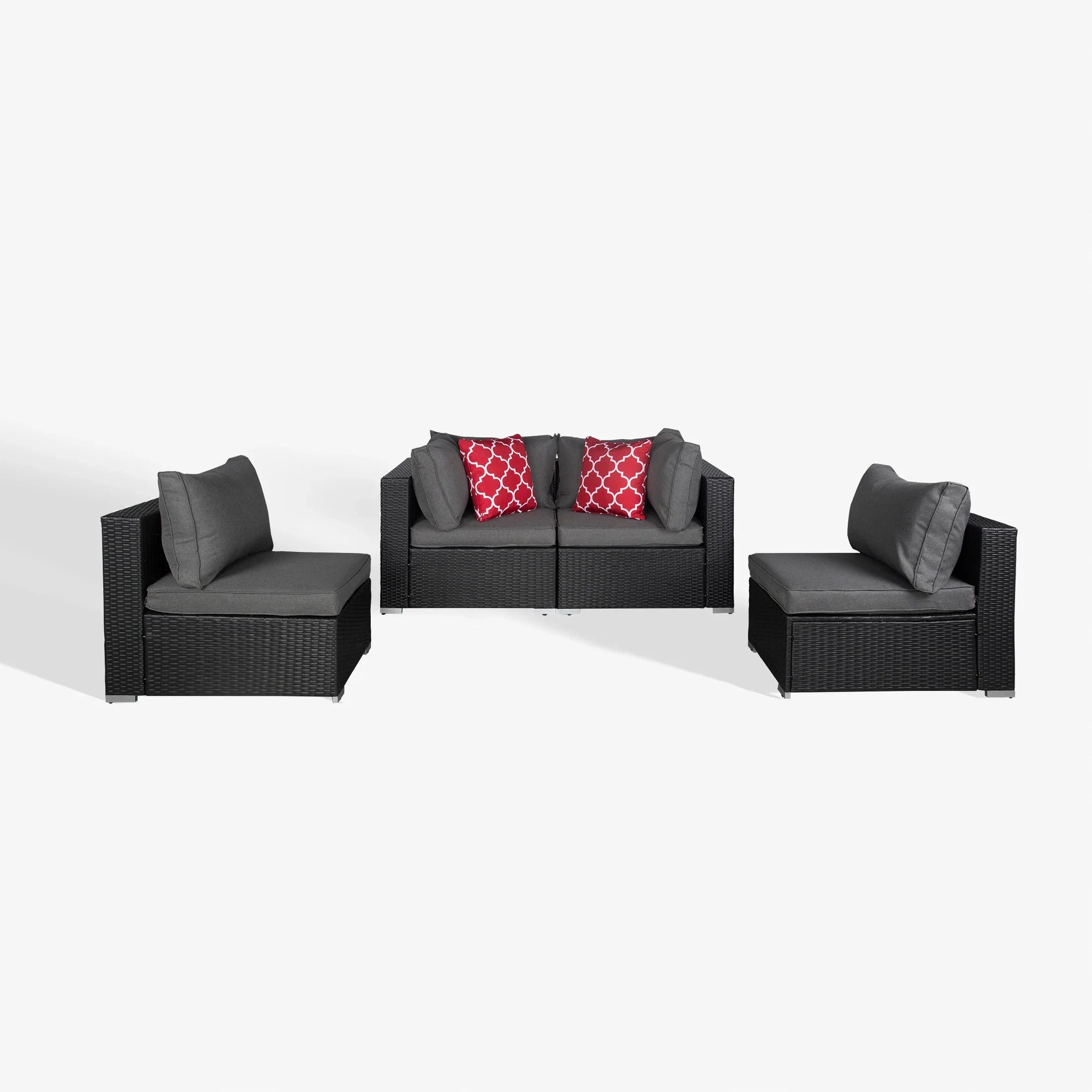 Adison 4-Piece set Expresso color Rattan Sofa seating group with cushions and pillows