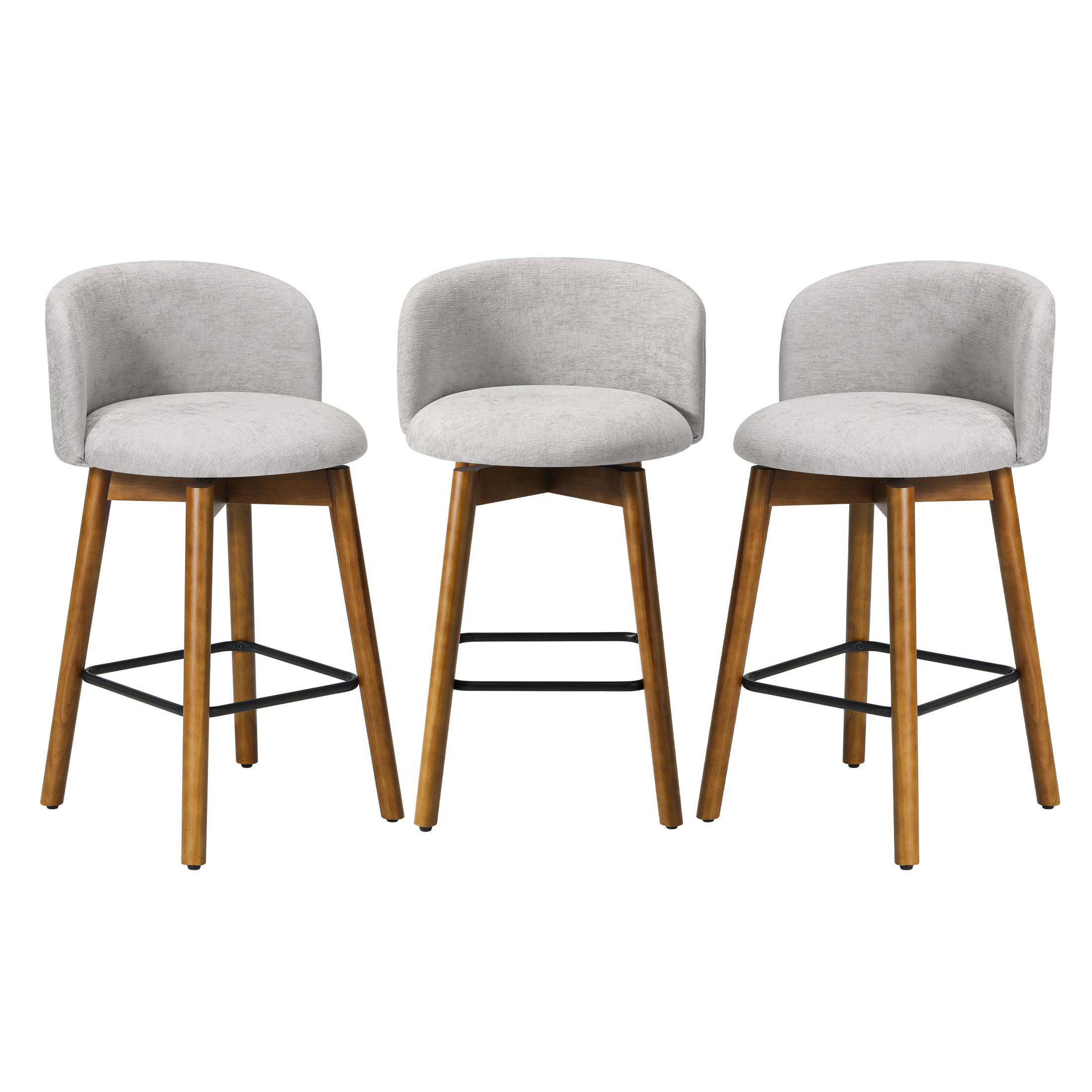 Danburry Modern Chenille Upholstered 26" Counter Height Swivel Bar Stools (Set of 3)