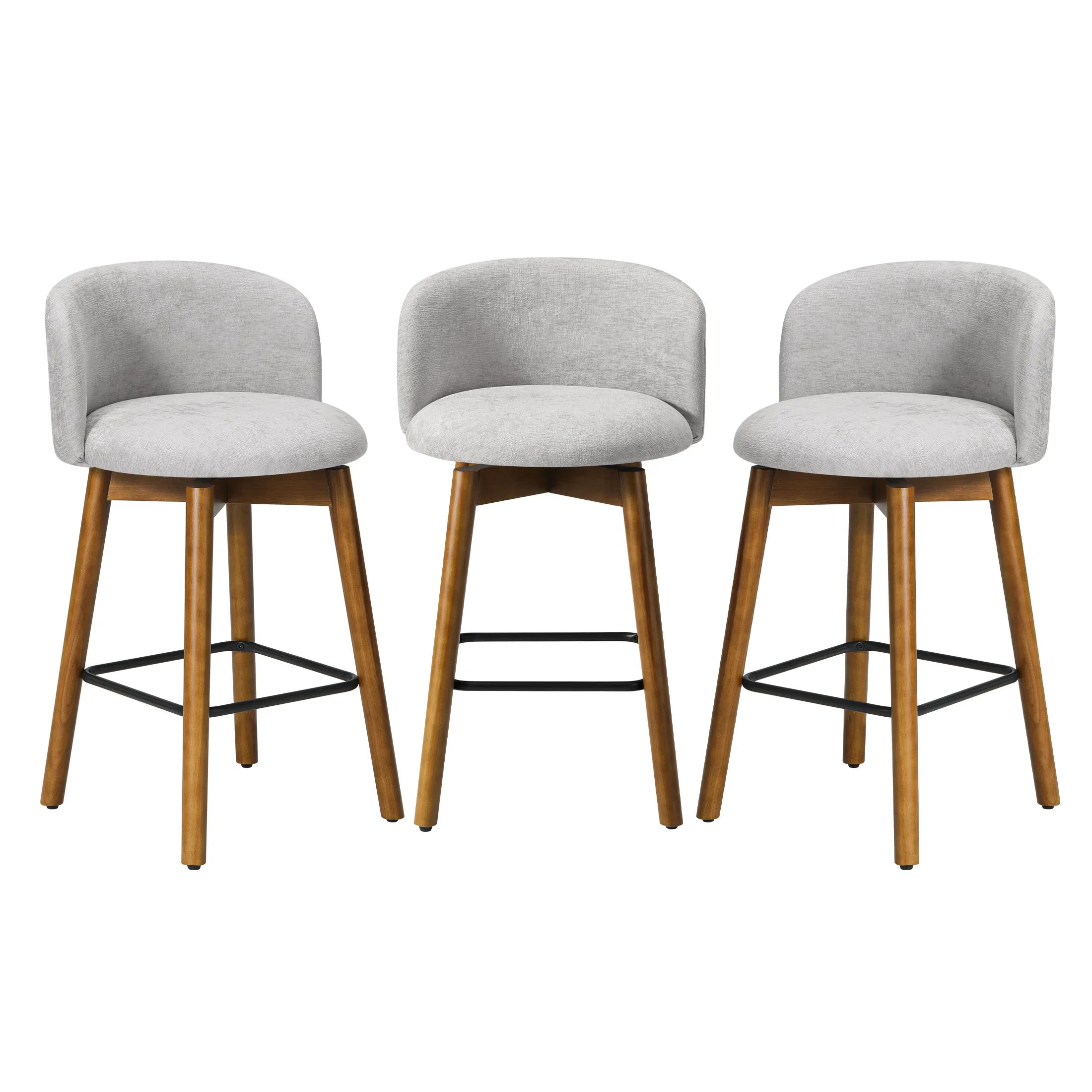 Danburry Modern Chenille Upholstered 26" Counter Height Swivel Bar Stools (Set of 3)