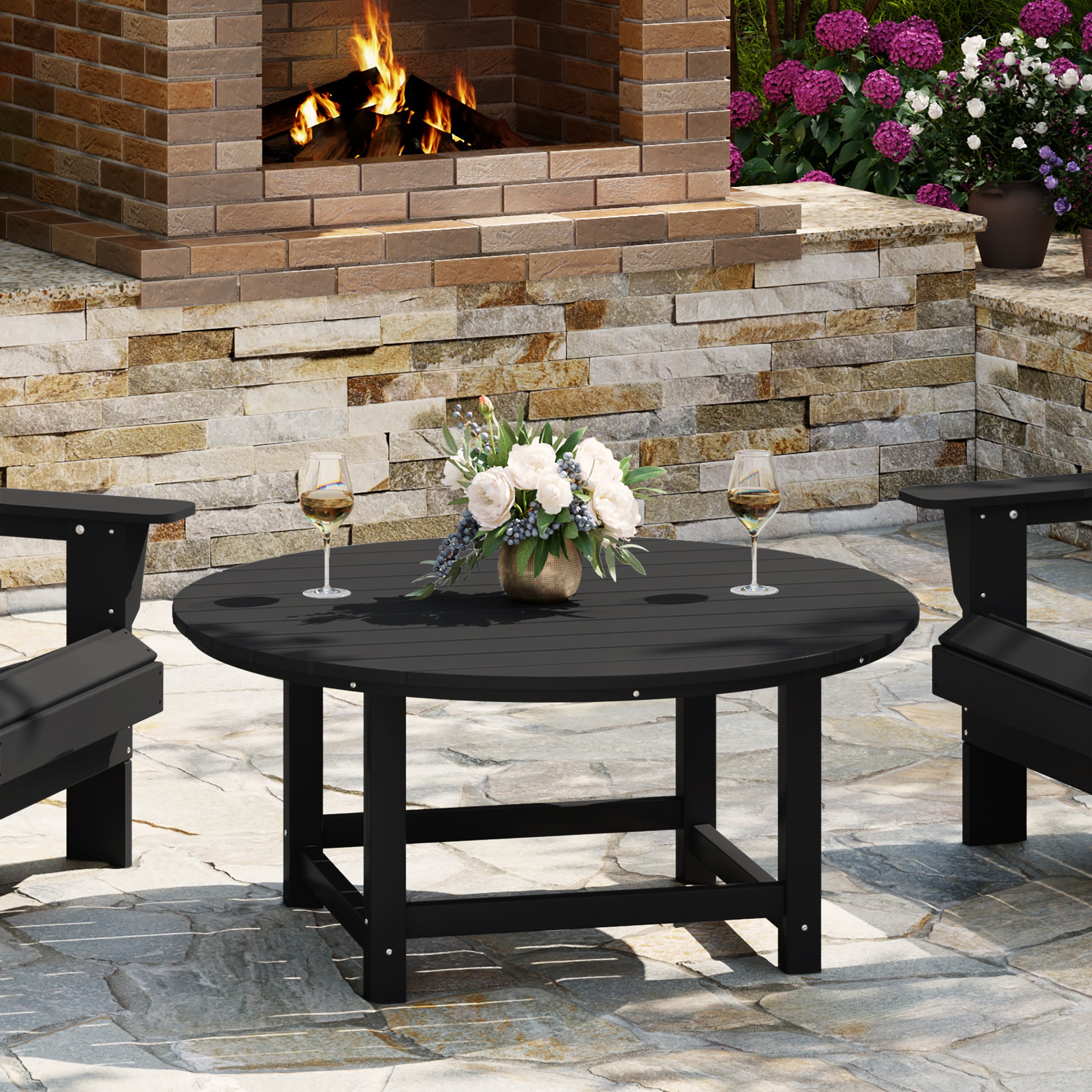 Paradise Low Outdoor HDPE Round Patio Coffee Table