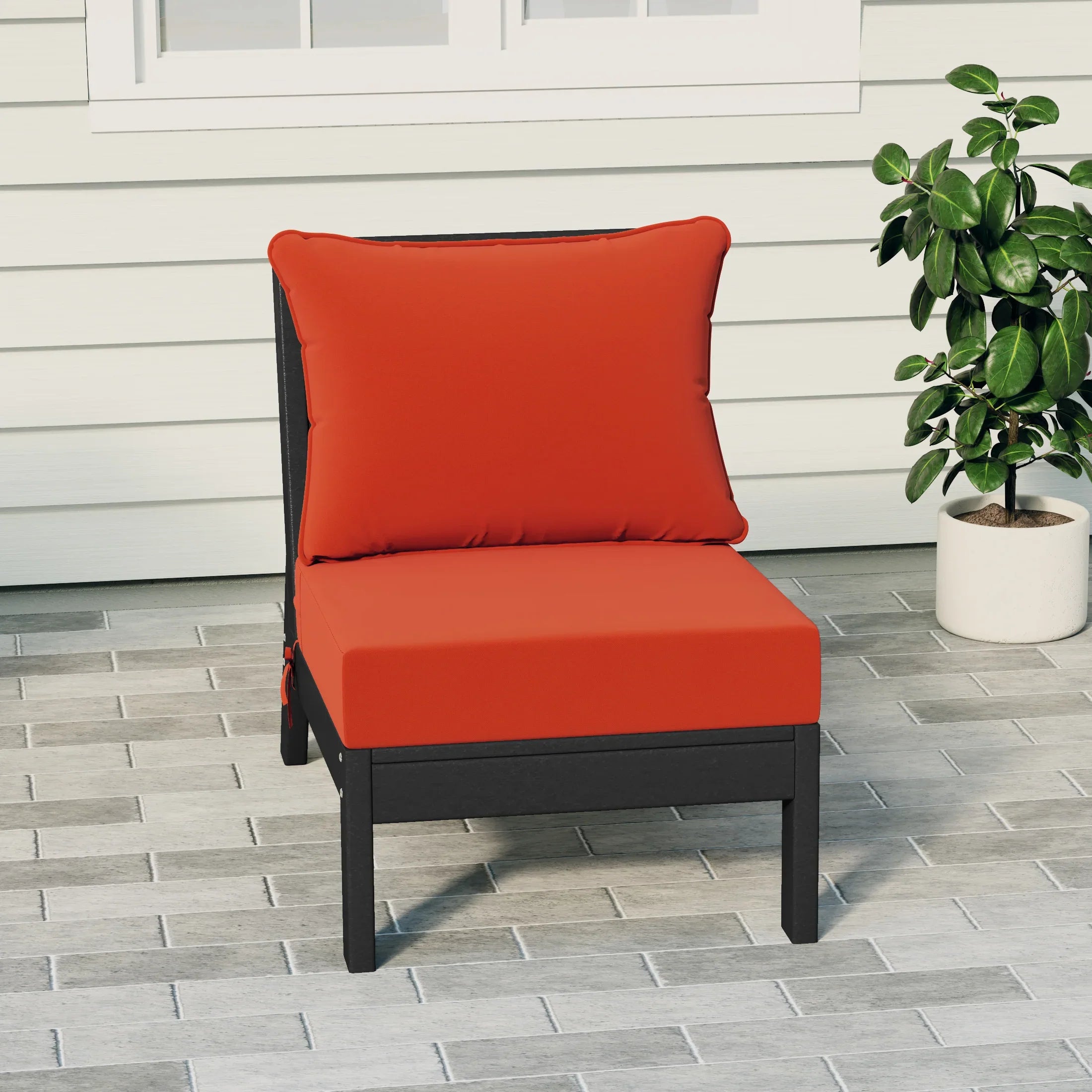 Portsmouth Outdoor HDPE Deep Seating Modular Armless Patio Chair with Patio Cushions