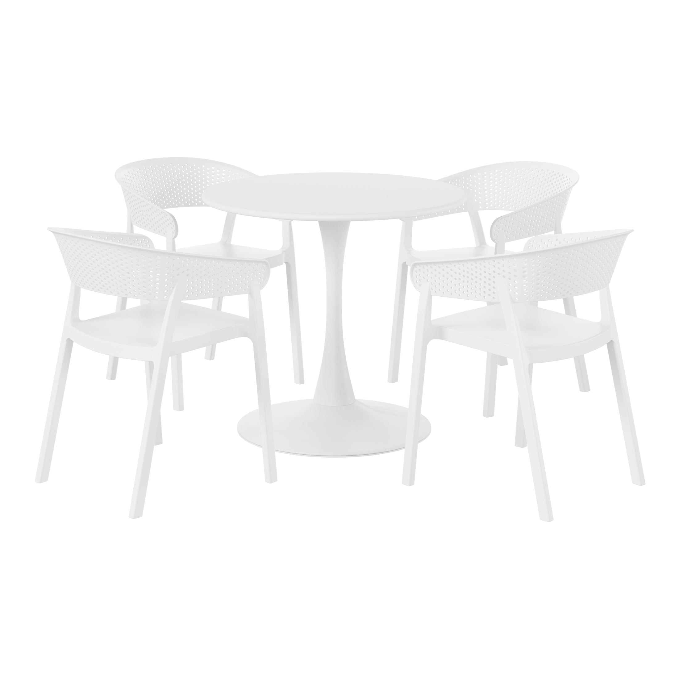 Sunshine 5-Piece Indoor Outdoor Metal Patio Dining Table Set With Stackable Patio Chairs