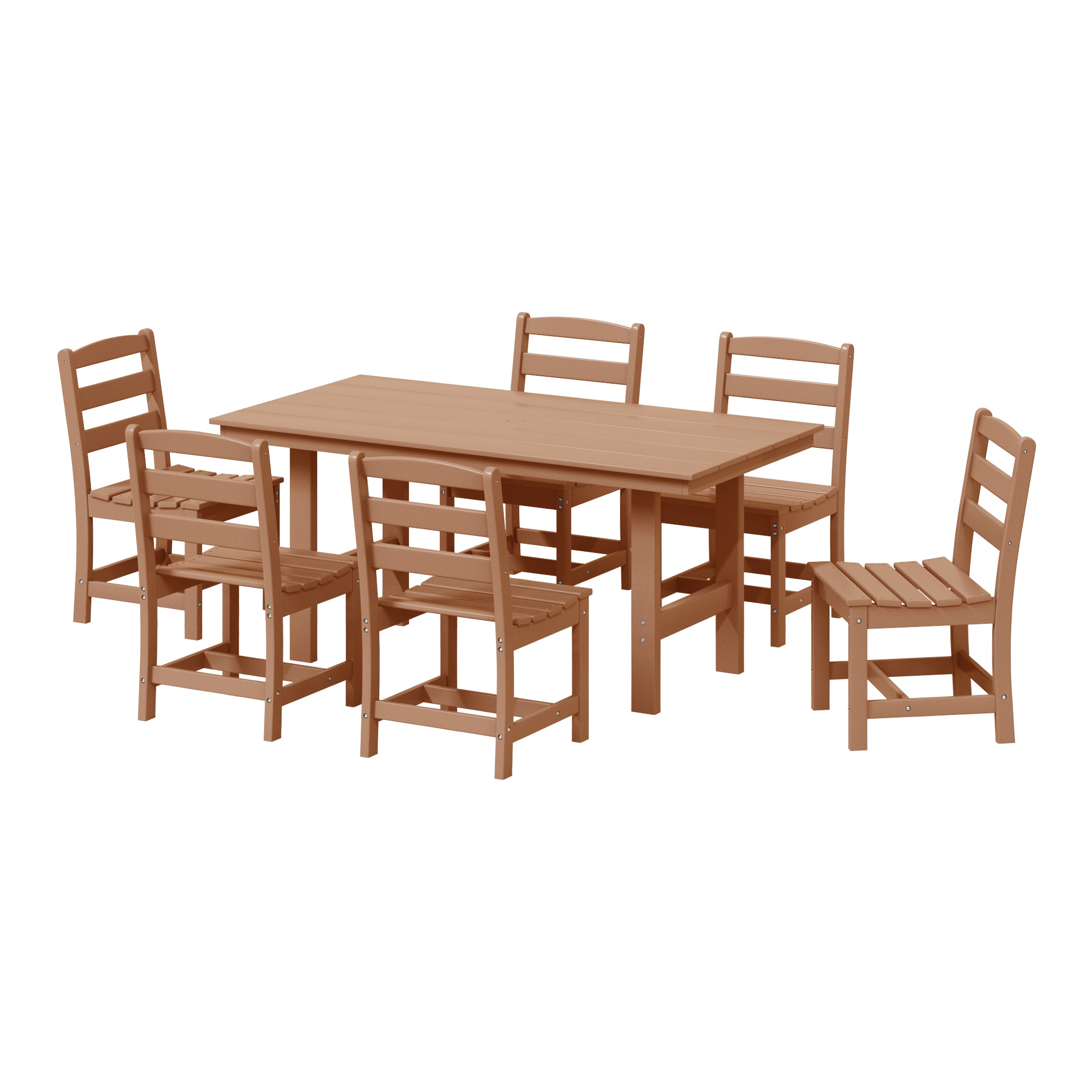 Palms 7-Piece HDPE Outdoor Rectangular Patio Dining Table Set with Side Chairs