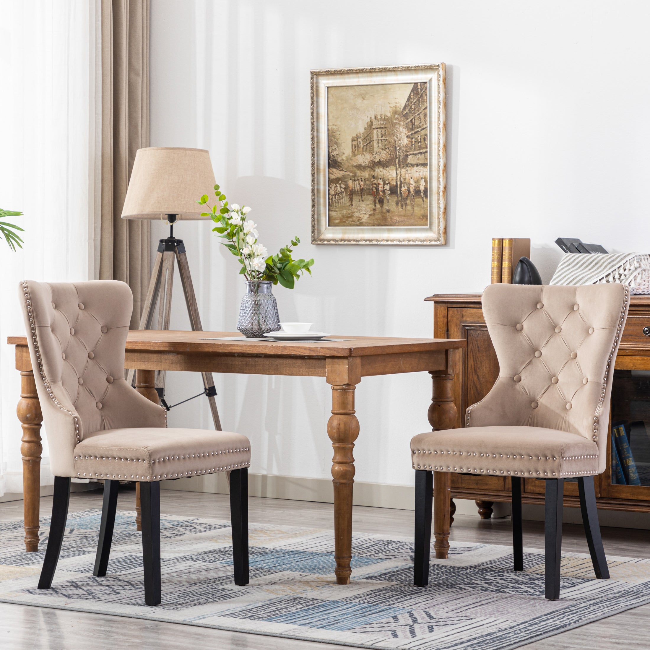 Hank Velvet Upholstered Tufted Dining Chairs (Set of 2)