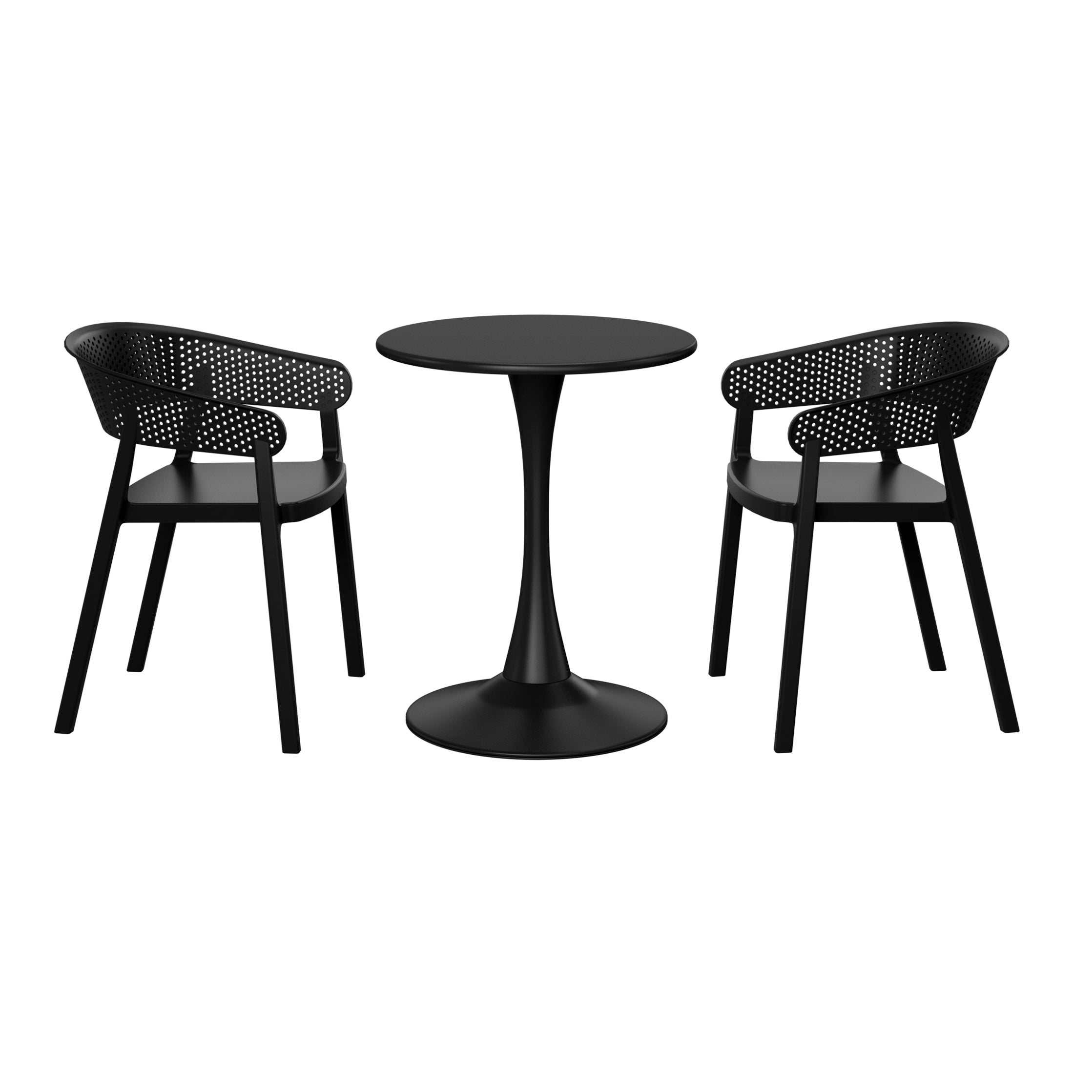 Sunshine 3-Piece Indoor Outdoor Metal Patio Dining Table Set With Stackable Patio Chairs