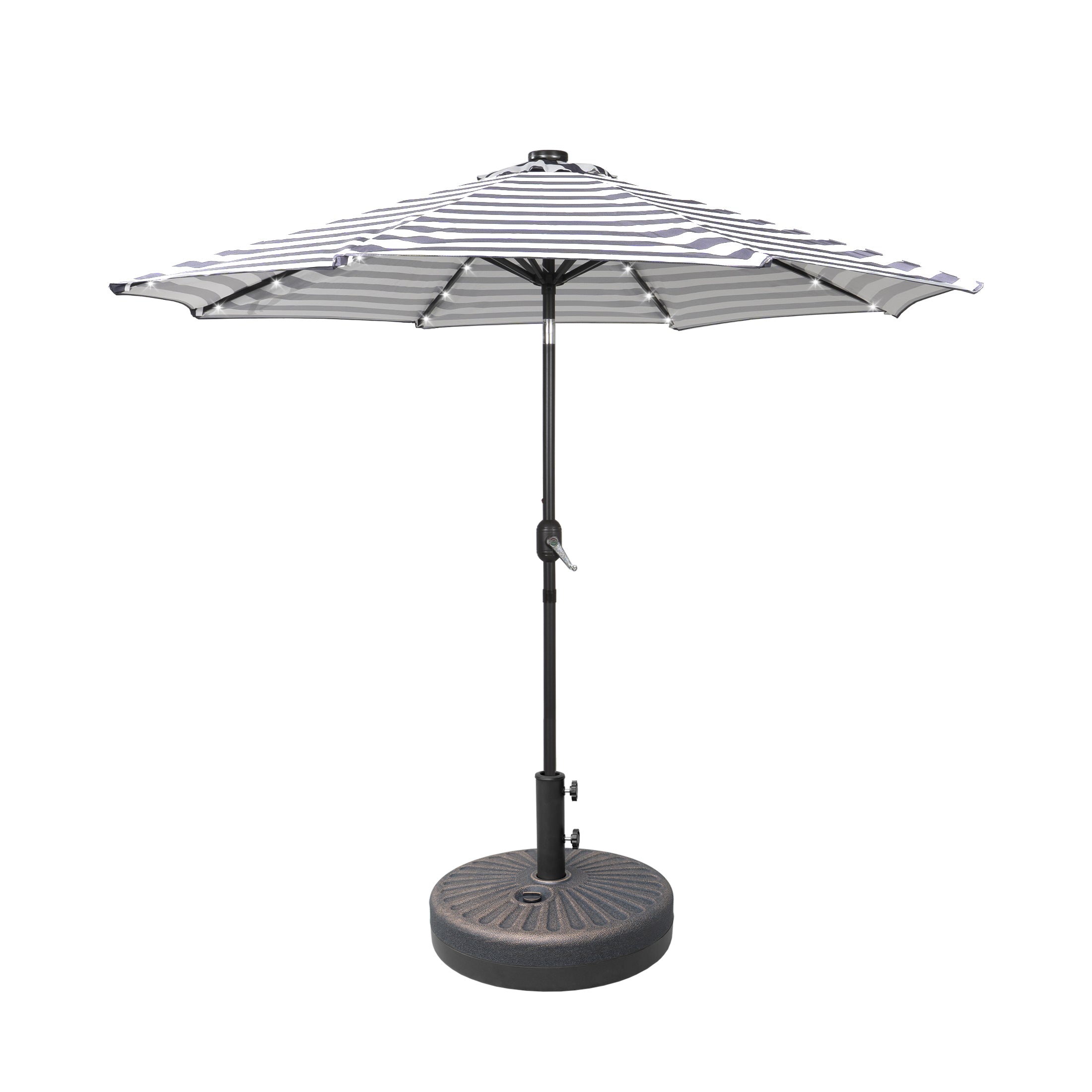 Westlake 9 ft. Patio Solar LED Market Patio Umbrella with Base