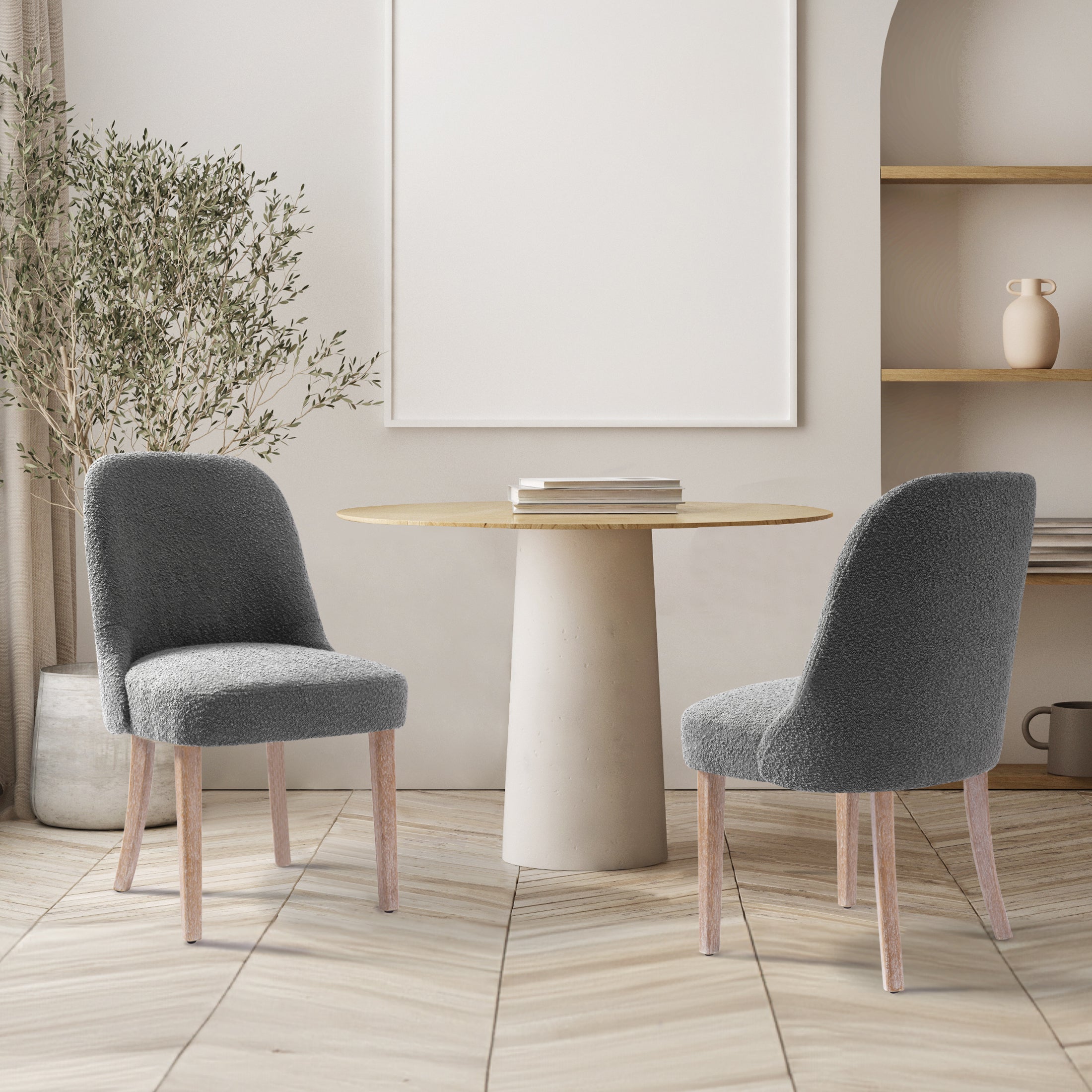 Amélie Mid-Century Modern Upholstered Boucle Dining Chair