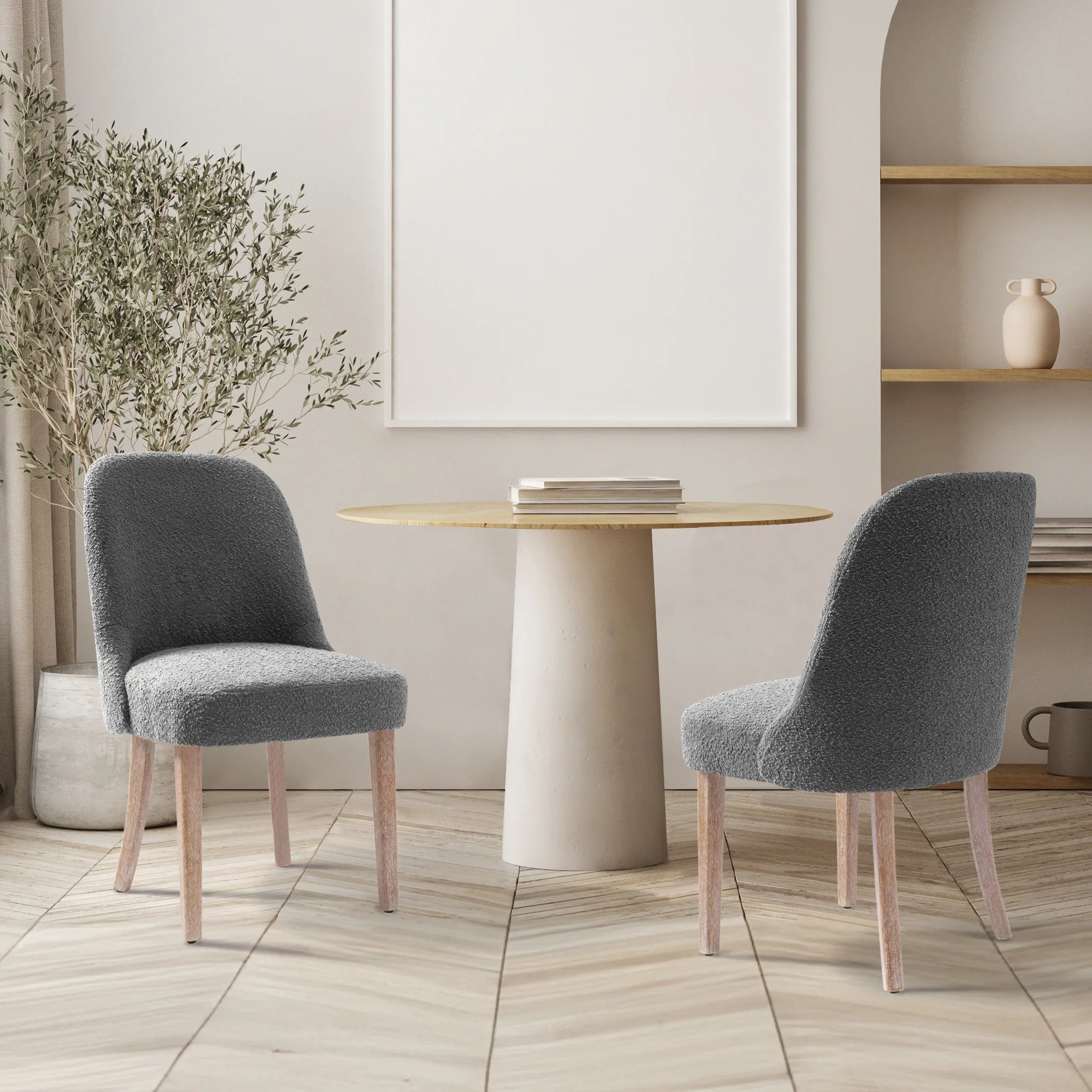 Amélie Mid-Century Modern Upholstered Boucle Dining Chair
