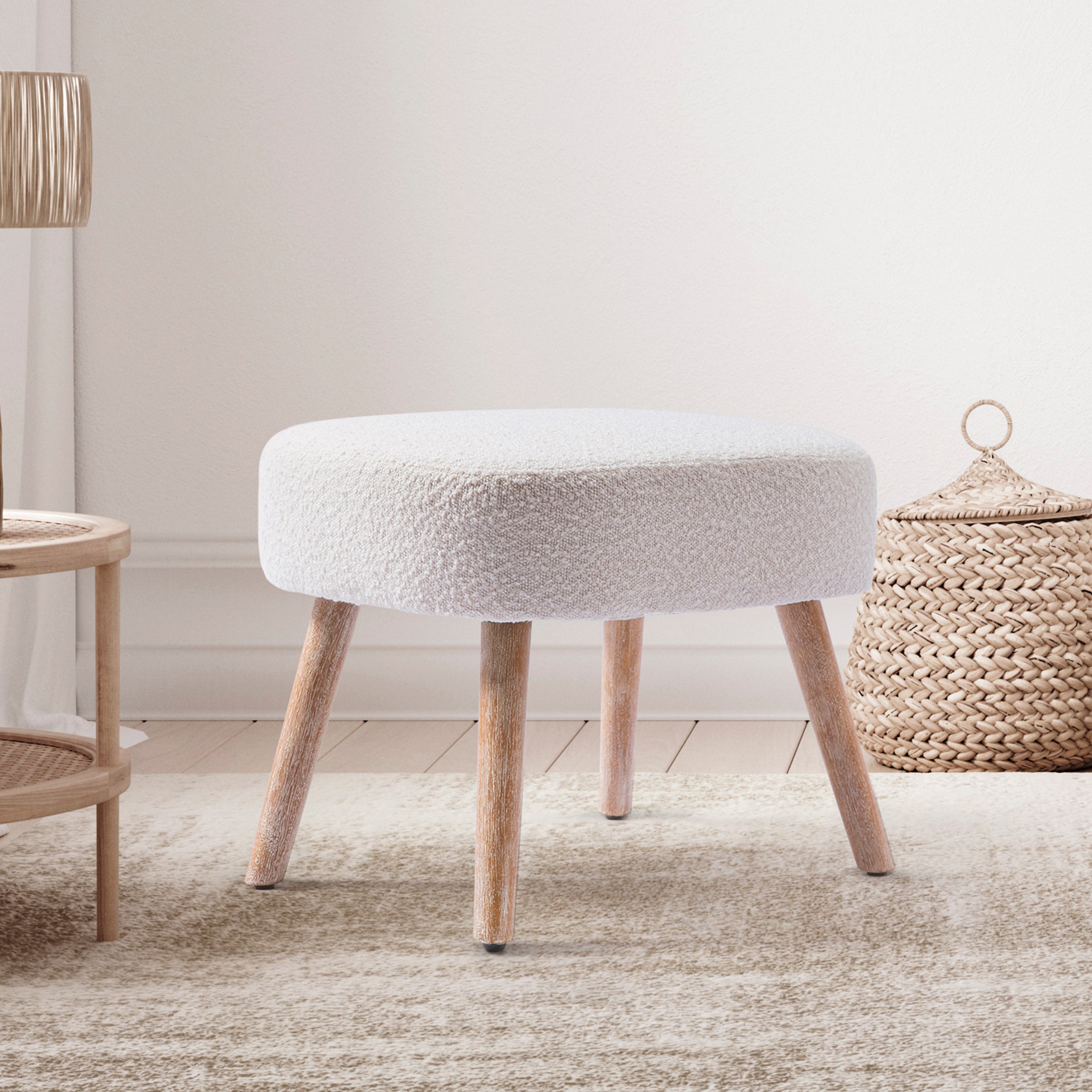 Amélie 21" Wide Square Upholstered Cushion Ottoman Foot Stool