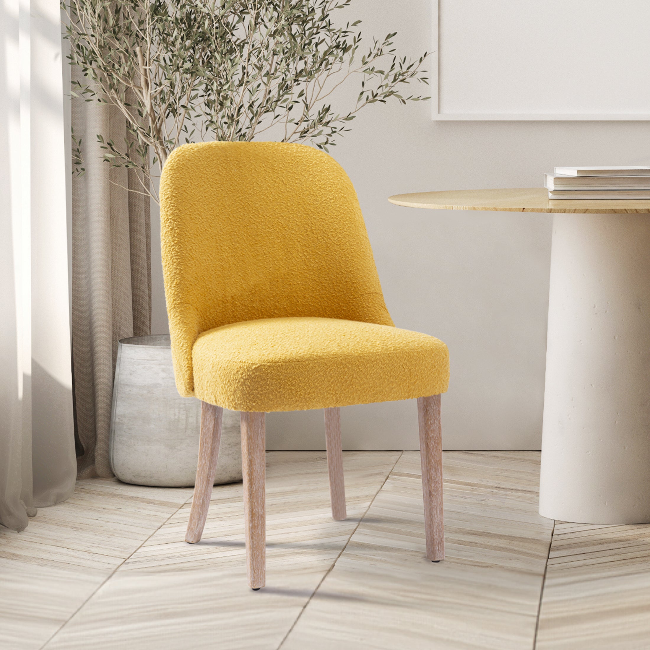 Amélie Mid-Century Modern Upholstered Boucle Dining Chair