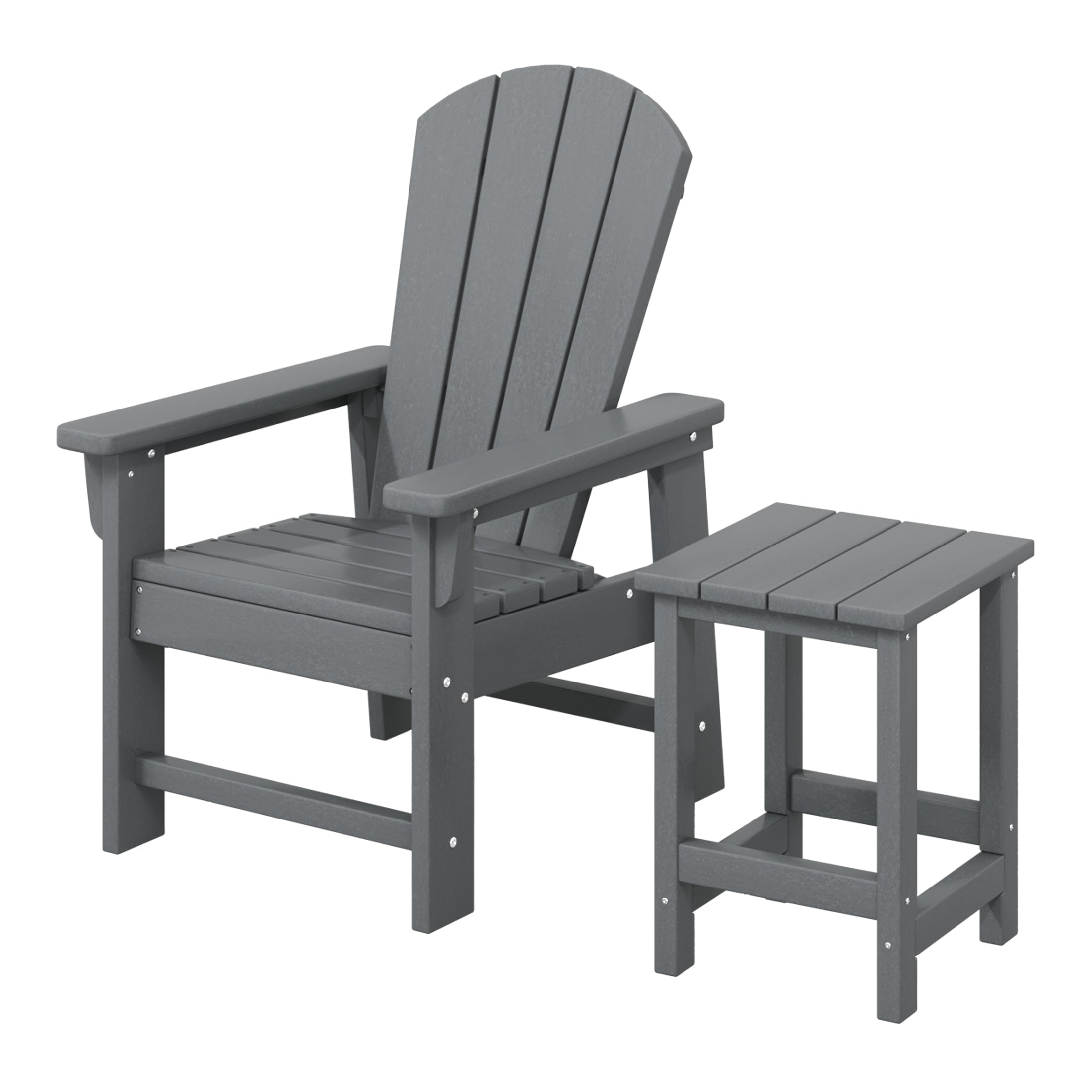 Paradise 2-Piece Kids Outdoor HDPE Adirondack Chair With Square Side Table Set