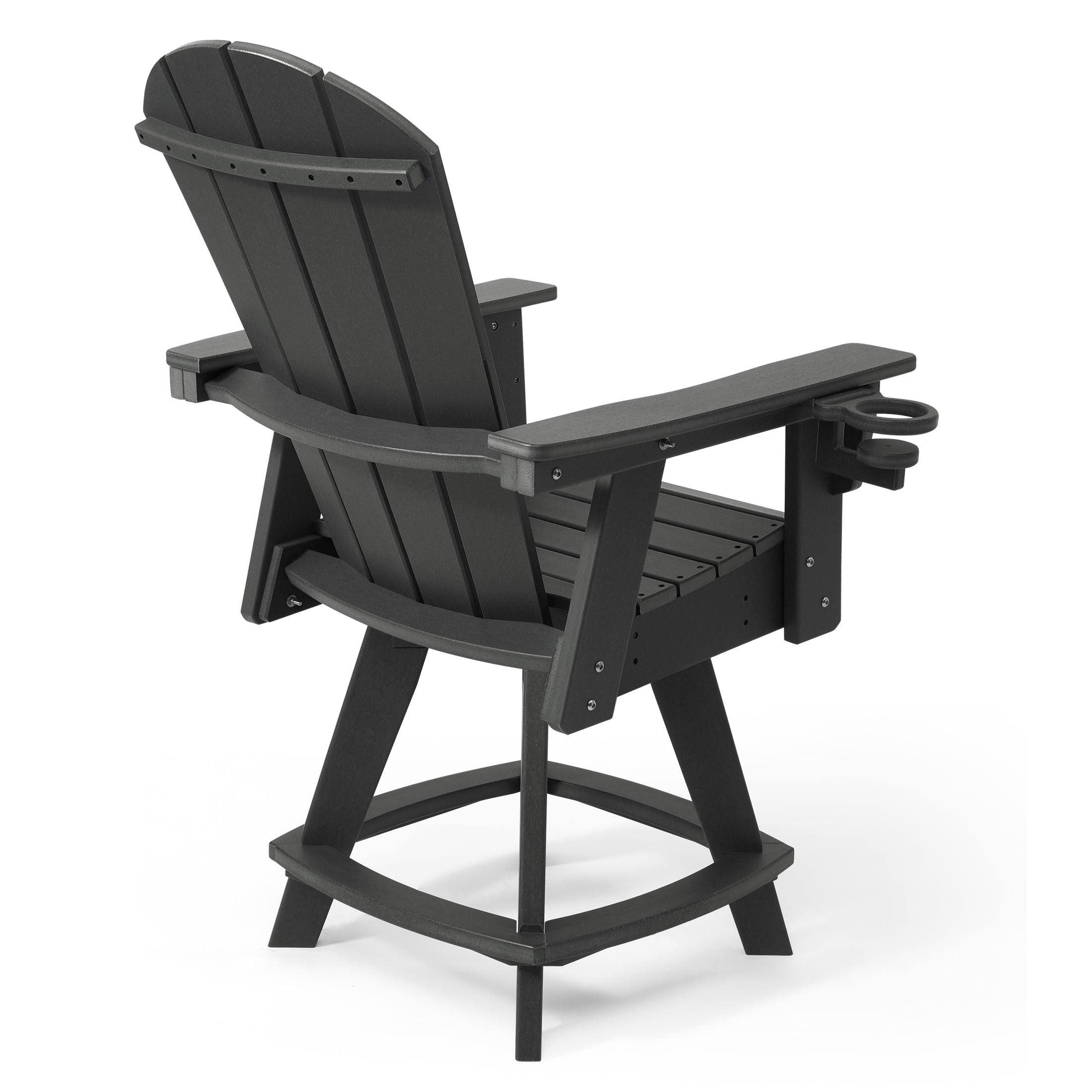 Paradise Outdoor HDPE Adirondack Swivel Counter Height Bar Chair With Cup Holder
