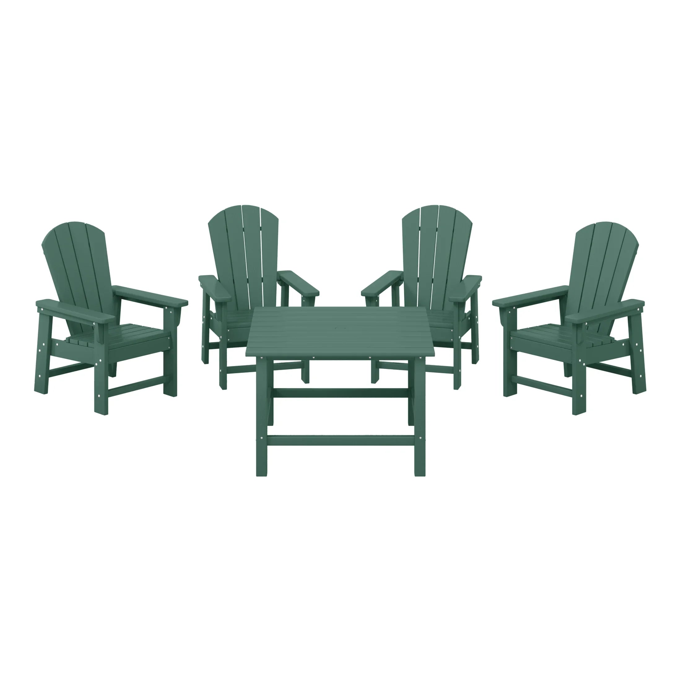 Paradise Kids 5-Piece HDPE Outdoor Square Patio Dining Table and Chairs Set