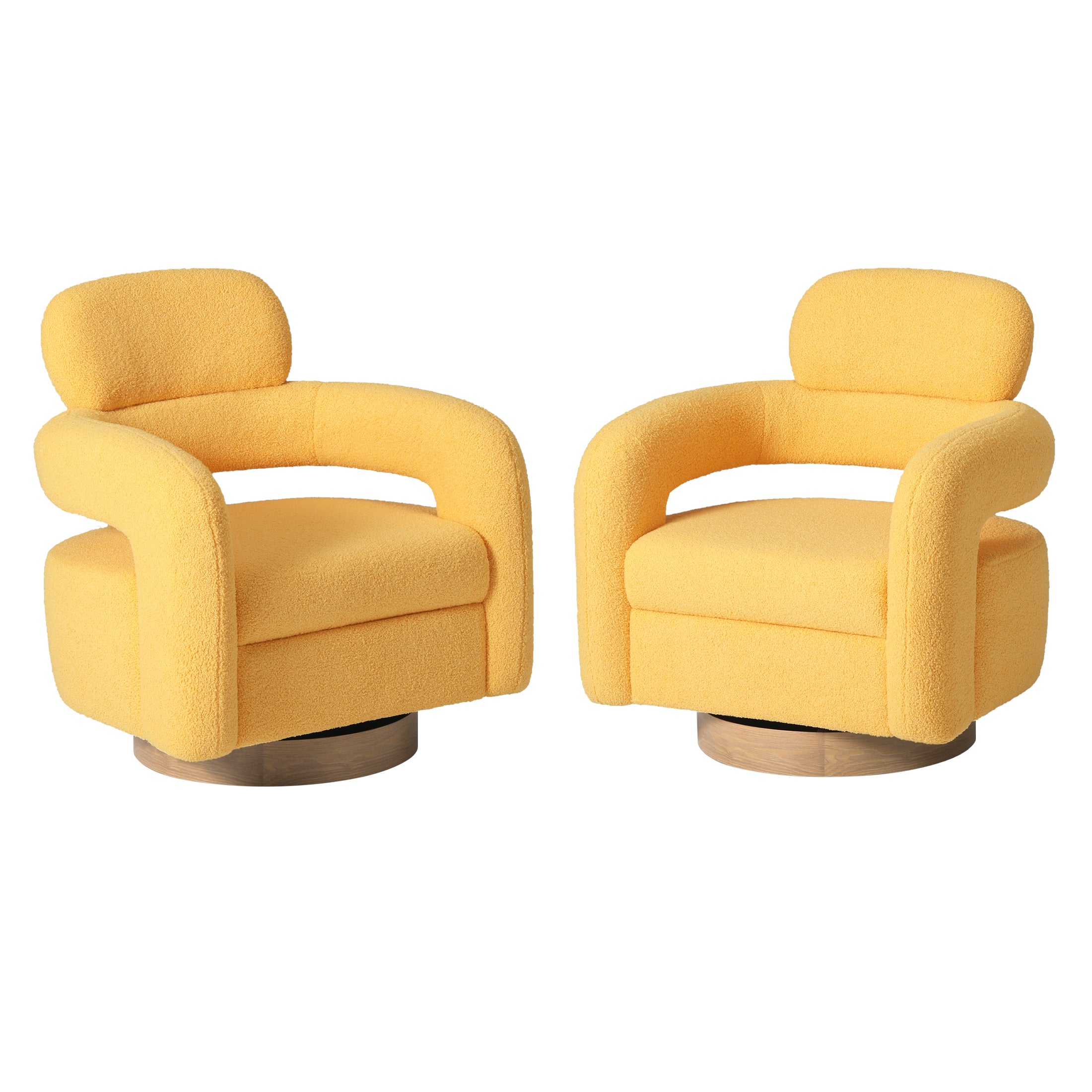 Celine Mid-Century Modern Sherpa Swivel Barrel Accent Chair (Set of 2)