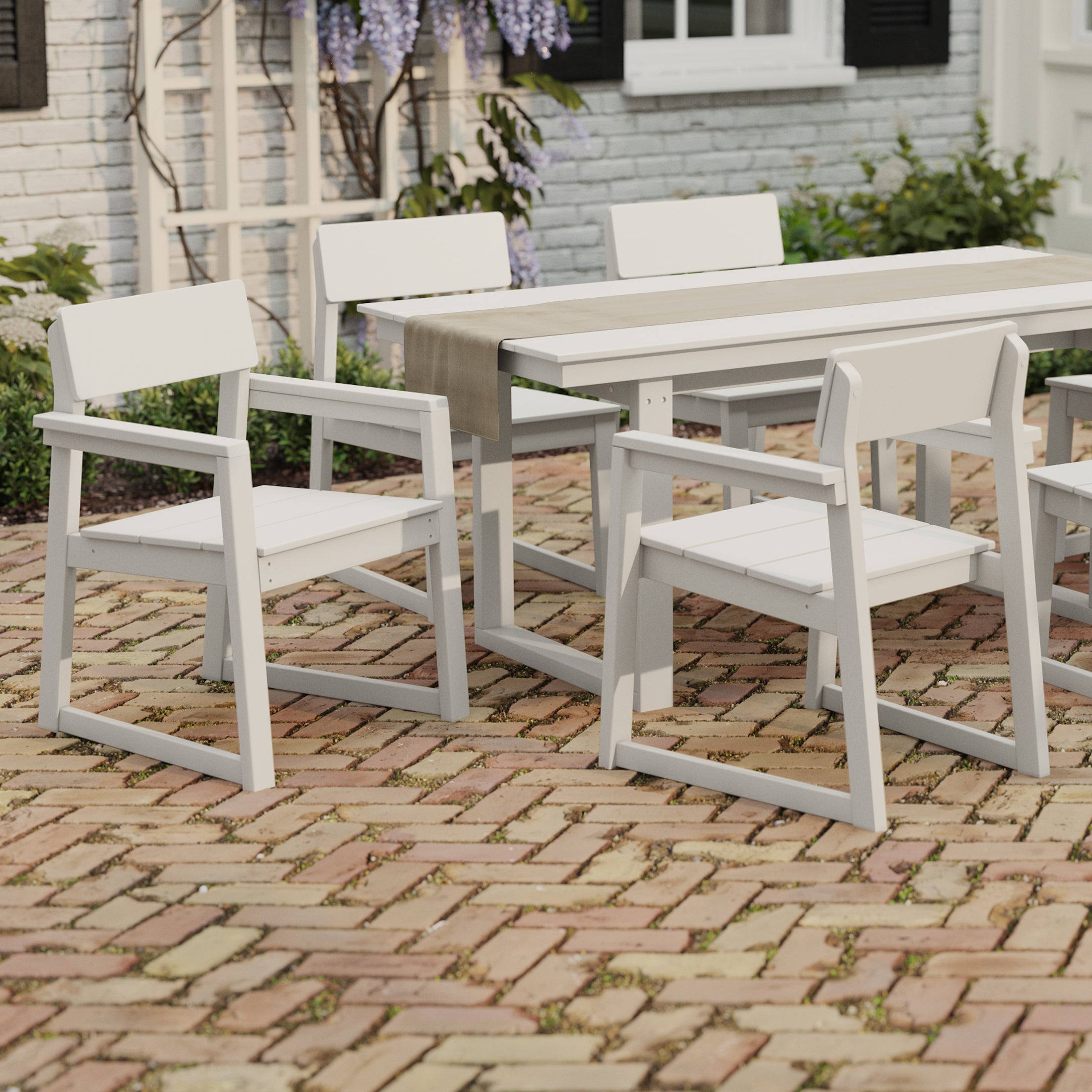 Cambria Modern HDPE Outdoor Patio Dining Arm Chairs (Set of 2)