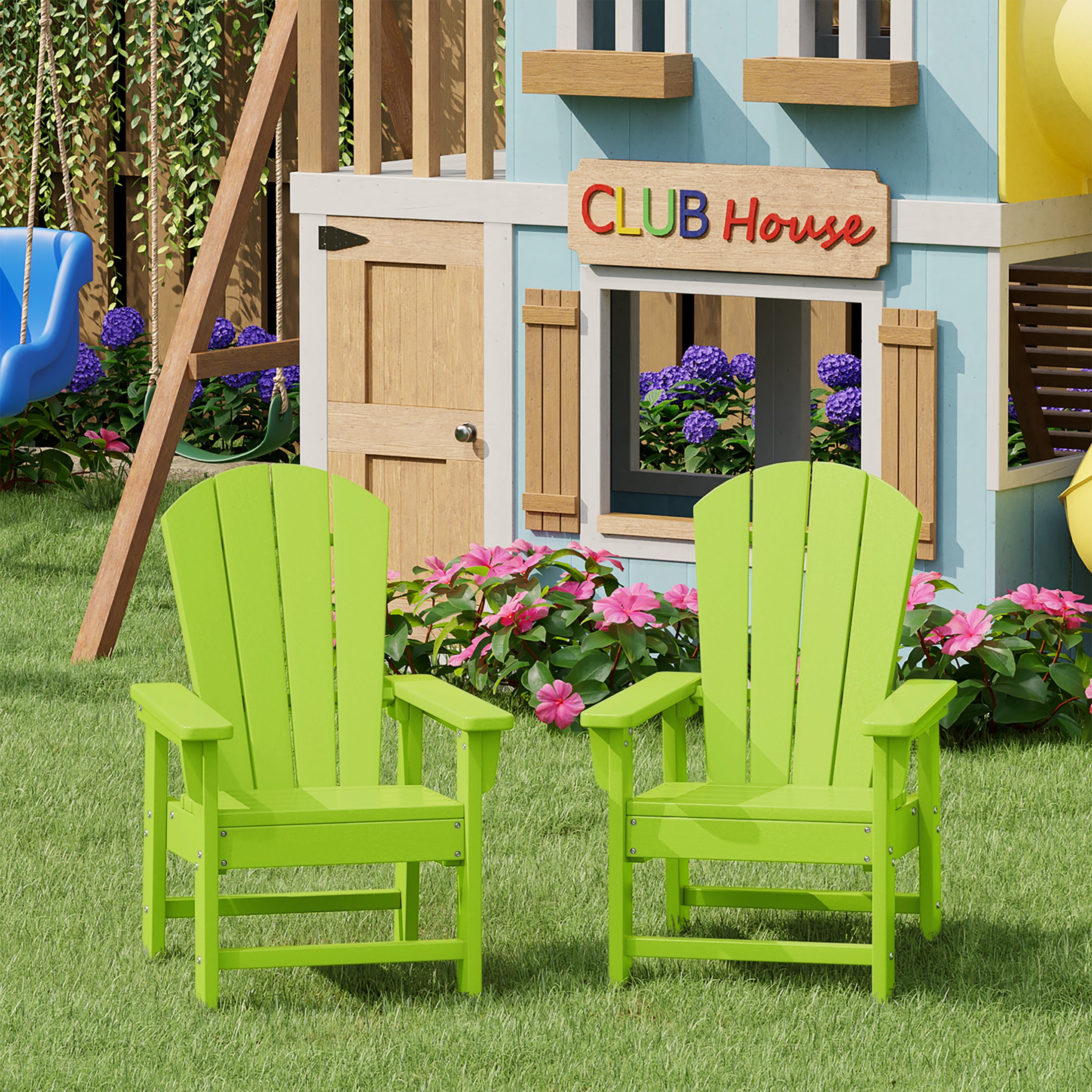 Paradise Kids Outdoor Adirondack Plastic Patio Chair (Set of 2)