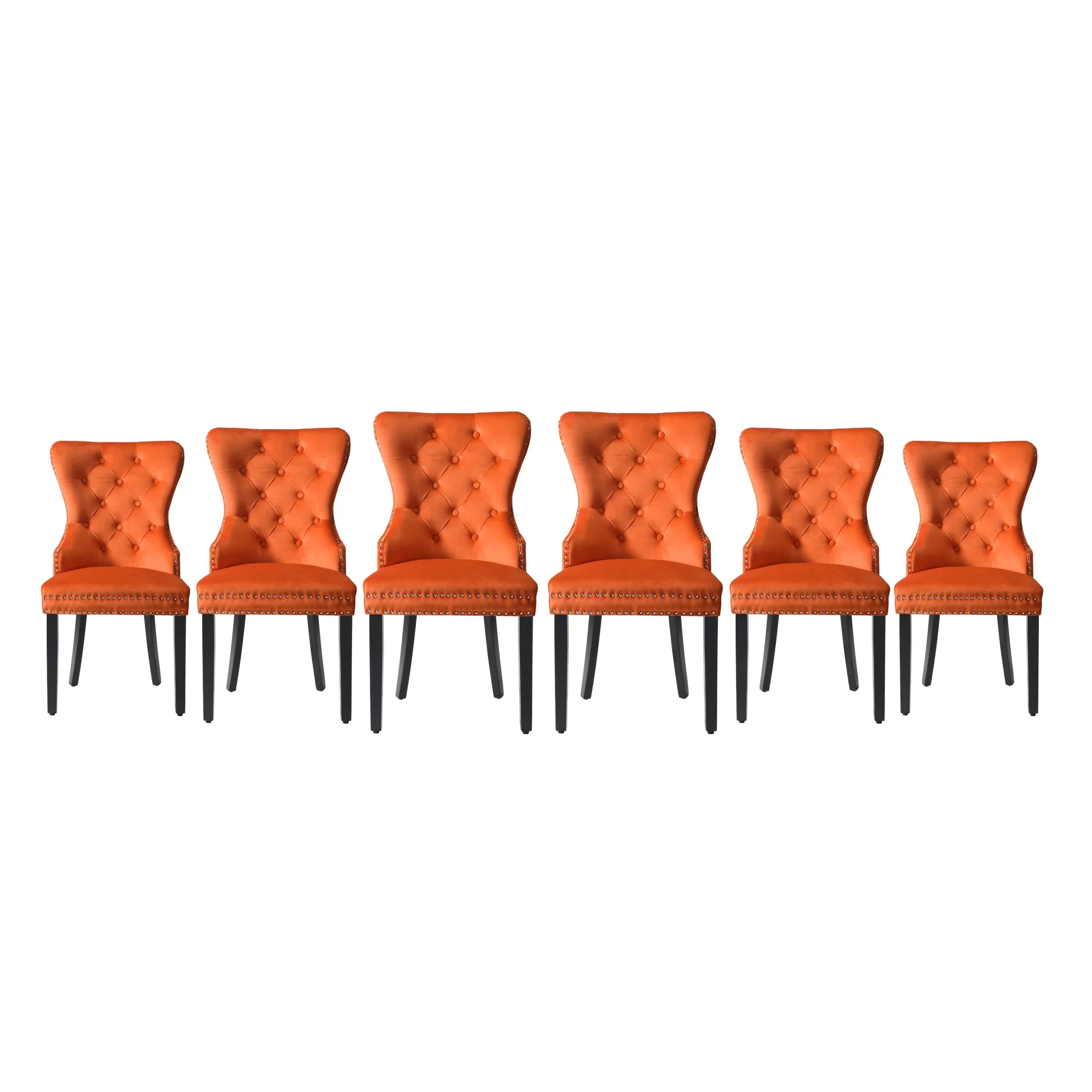 Hank Velvet Upholstered Tufted Dining Chairs (Set of 6)