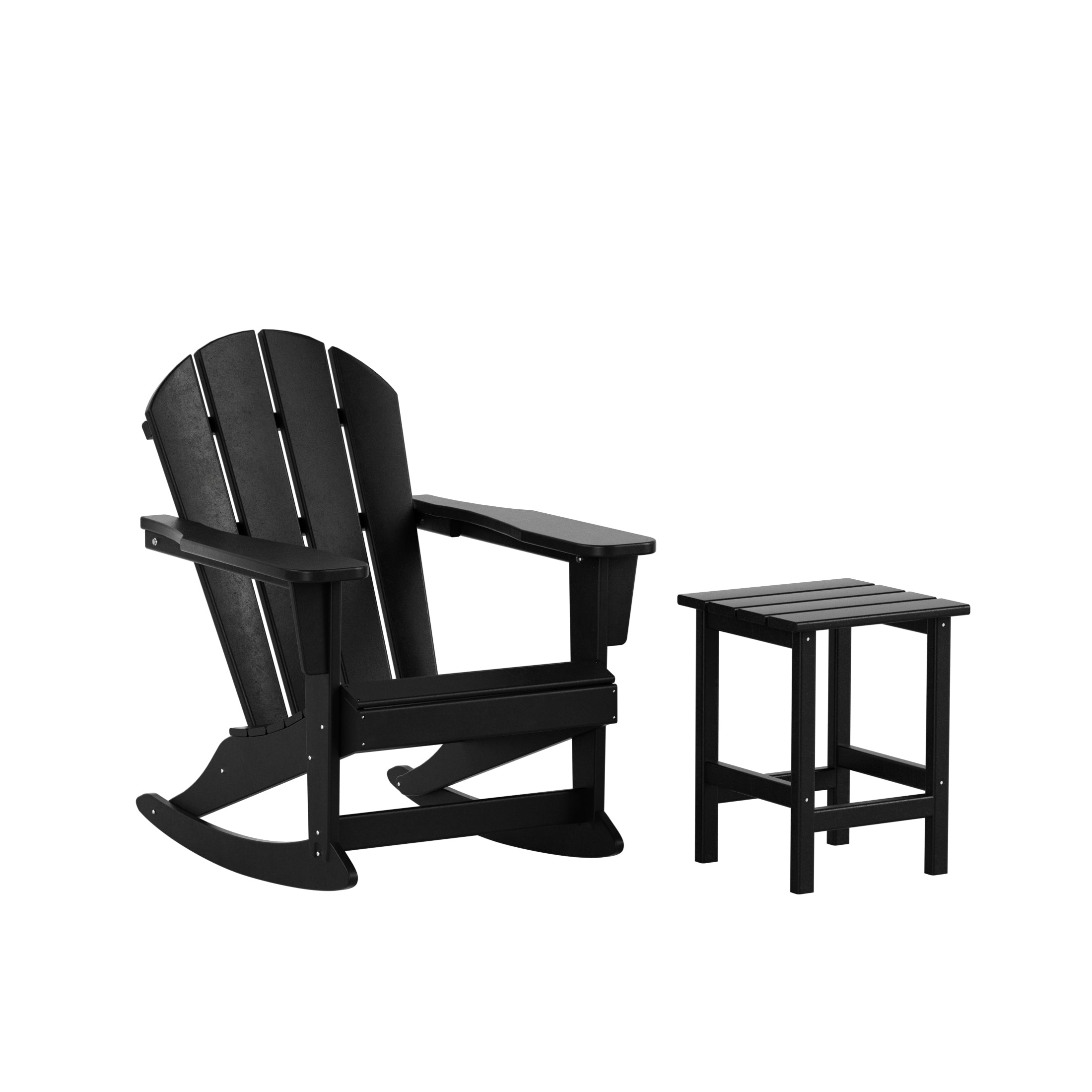 Paradise Outdoor Patio Rocking Adirondack Chairs with Side Table Set