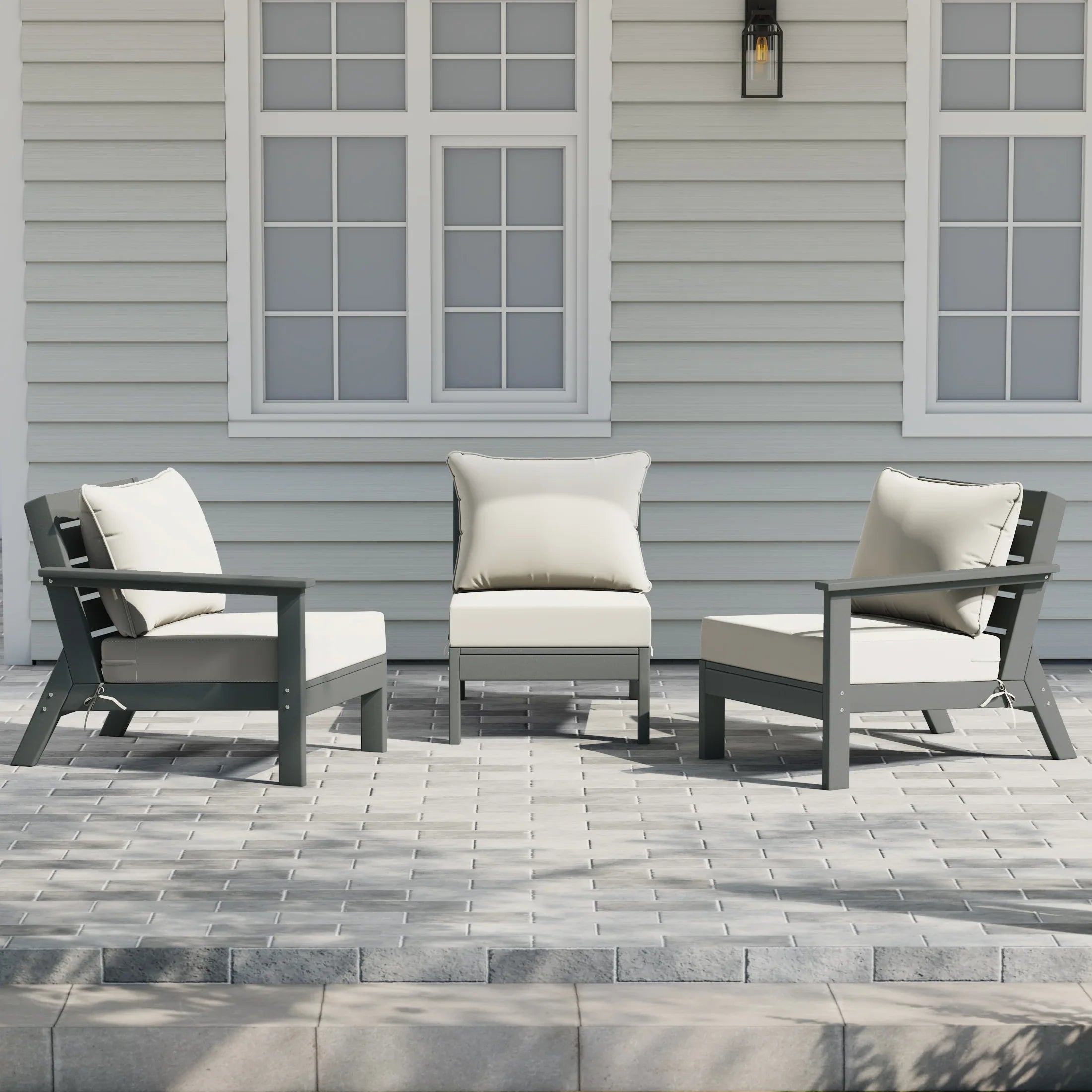 Portsmouth Outdoor Patio HDPE Sectional Sofa with Patio Cushions