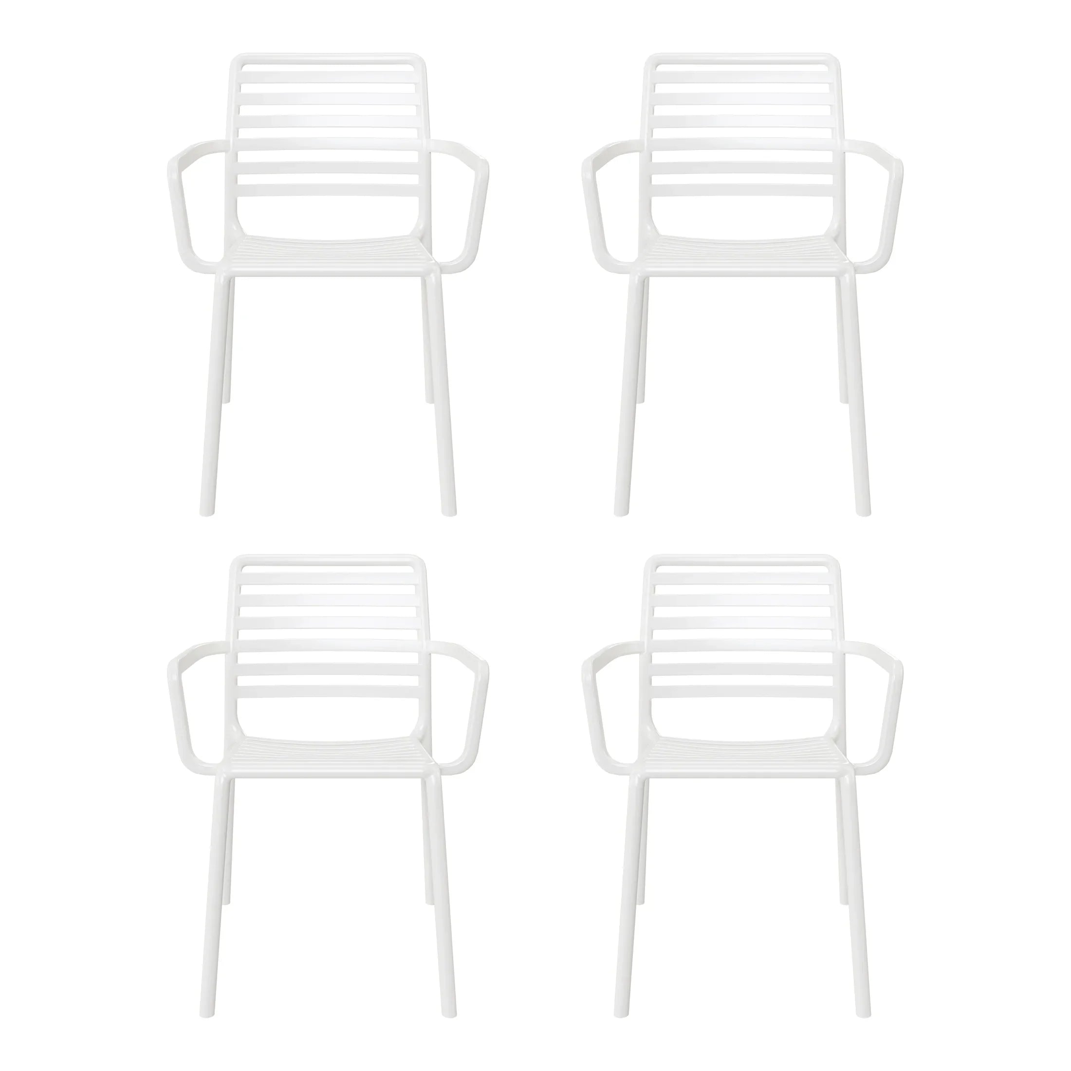 Sunshine Outdoor Stackable Polypropylene Plastic Resin Dining Armchairs (Set of 4)