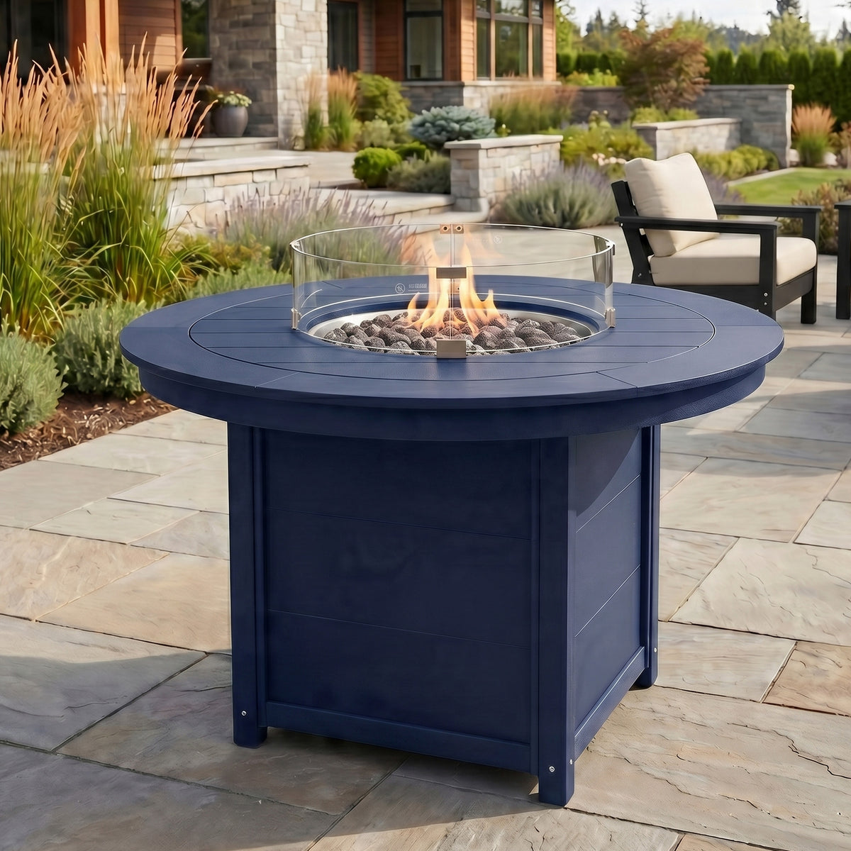 Sol 47" Modern Outdoor Patio Propane Gas Round Fire Pit Table