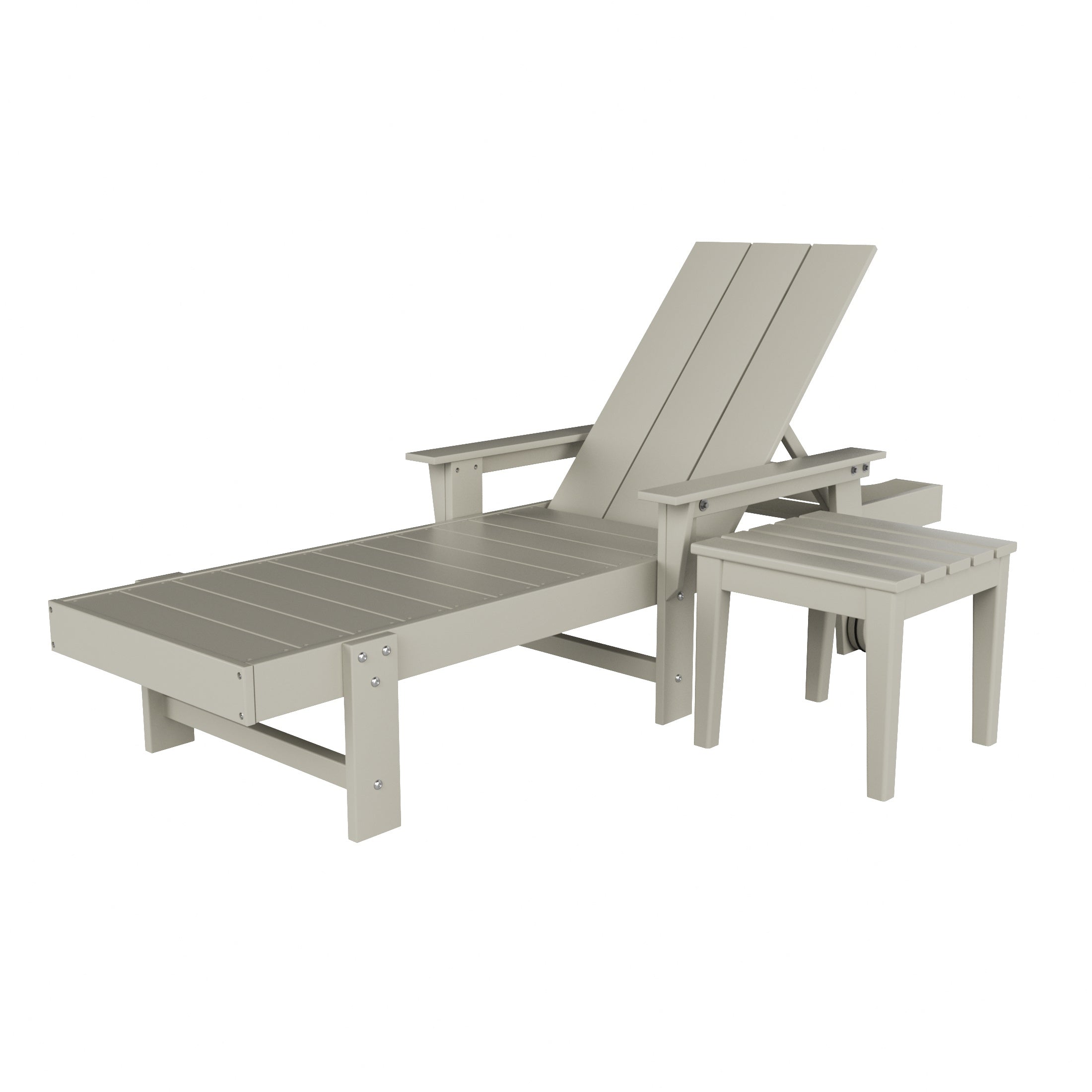 Palms Modern Reclining Chaise Lounge with Side Table 2-Piece Set