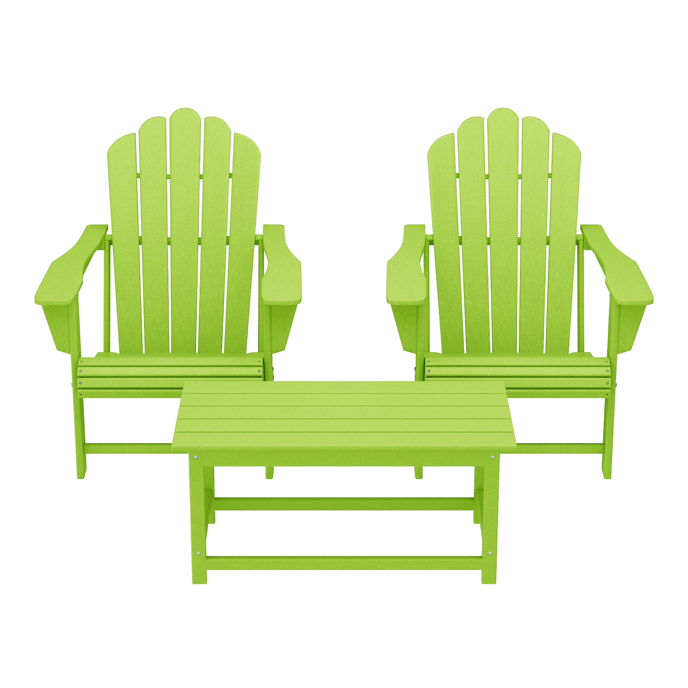 Lakeview 3-Piece Adirondack Chairs with Cup Holders and Coffee Table Set