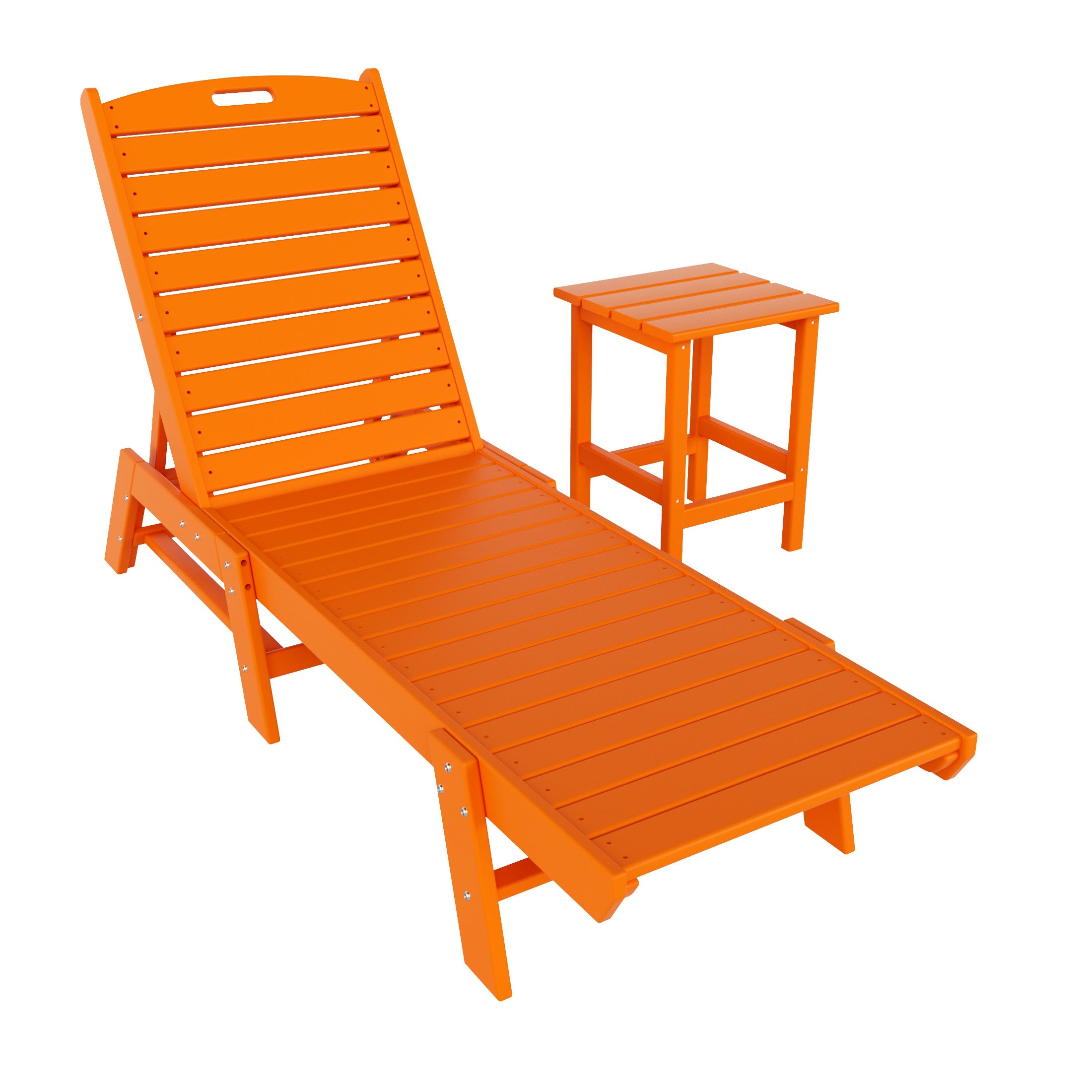 Paradise 2-Piece Poly Outdoor Patio Chaise Lounge Chair with Side Table Set