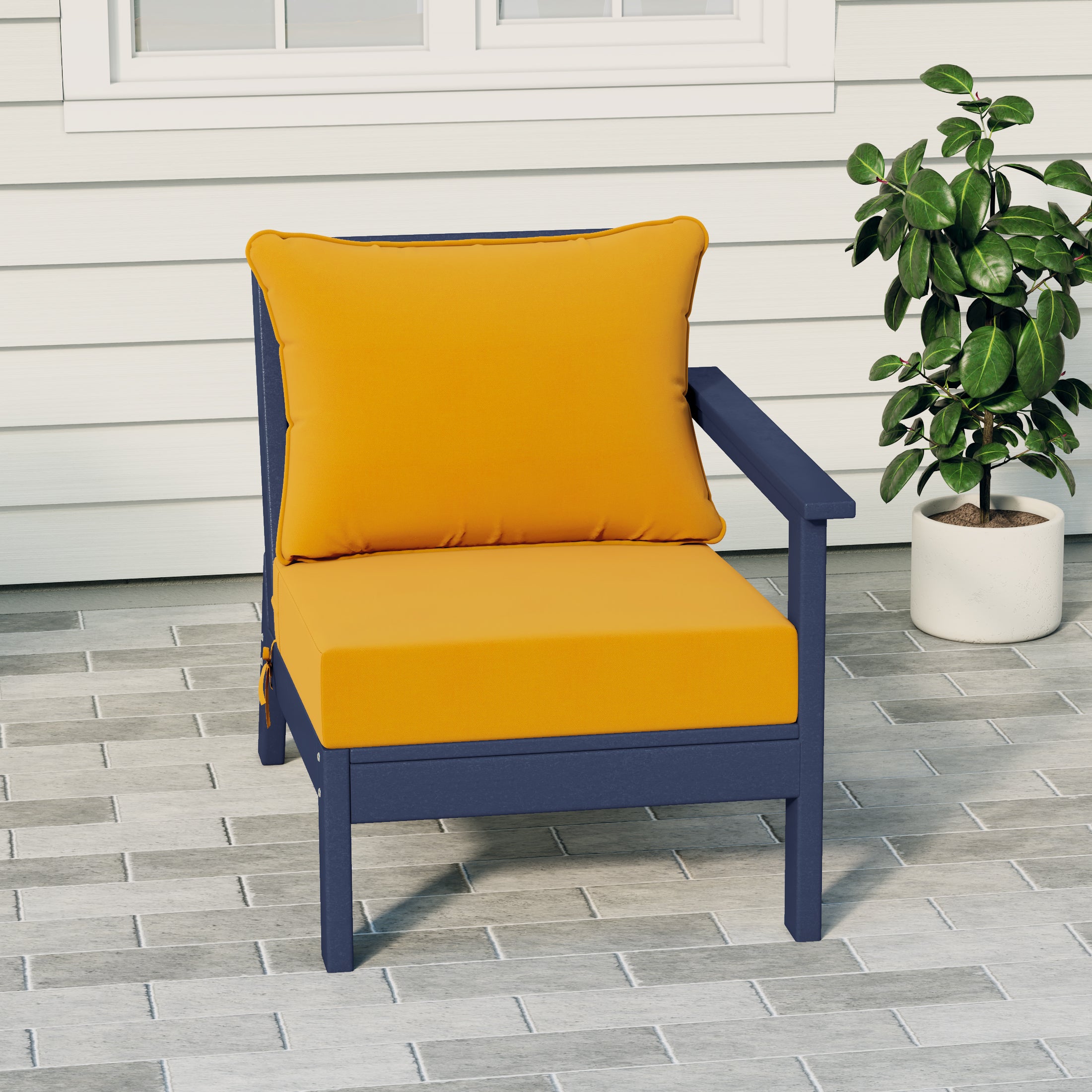 Portsmouth Outdoor Patio HDPE Right Arm Sectional Corner Club Chair with Patio Cushions