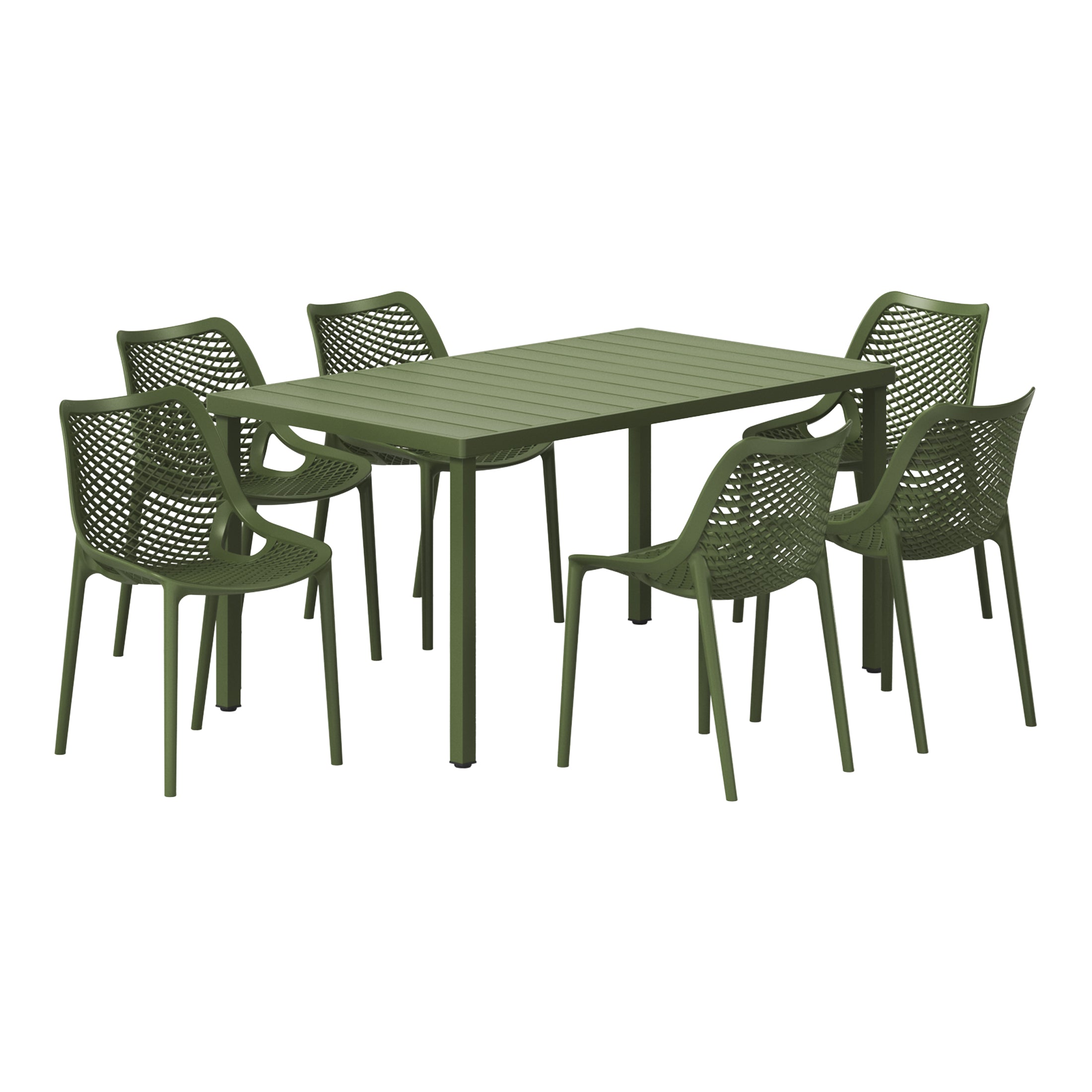 Sunshine 7-Piece Outdoor Metal Patio Dining Table Set With Stackable Patio Chairs
