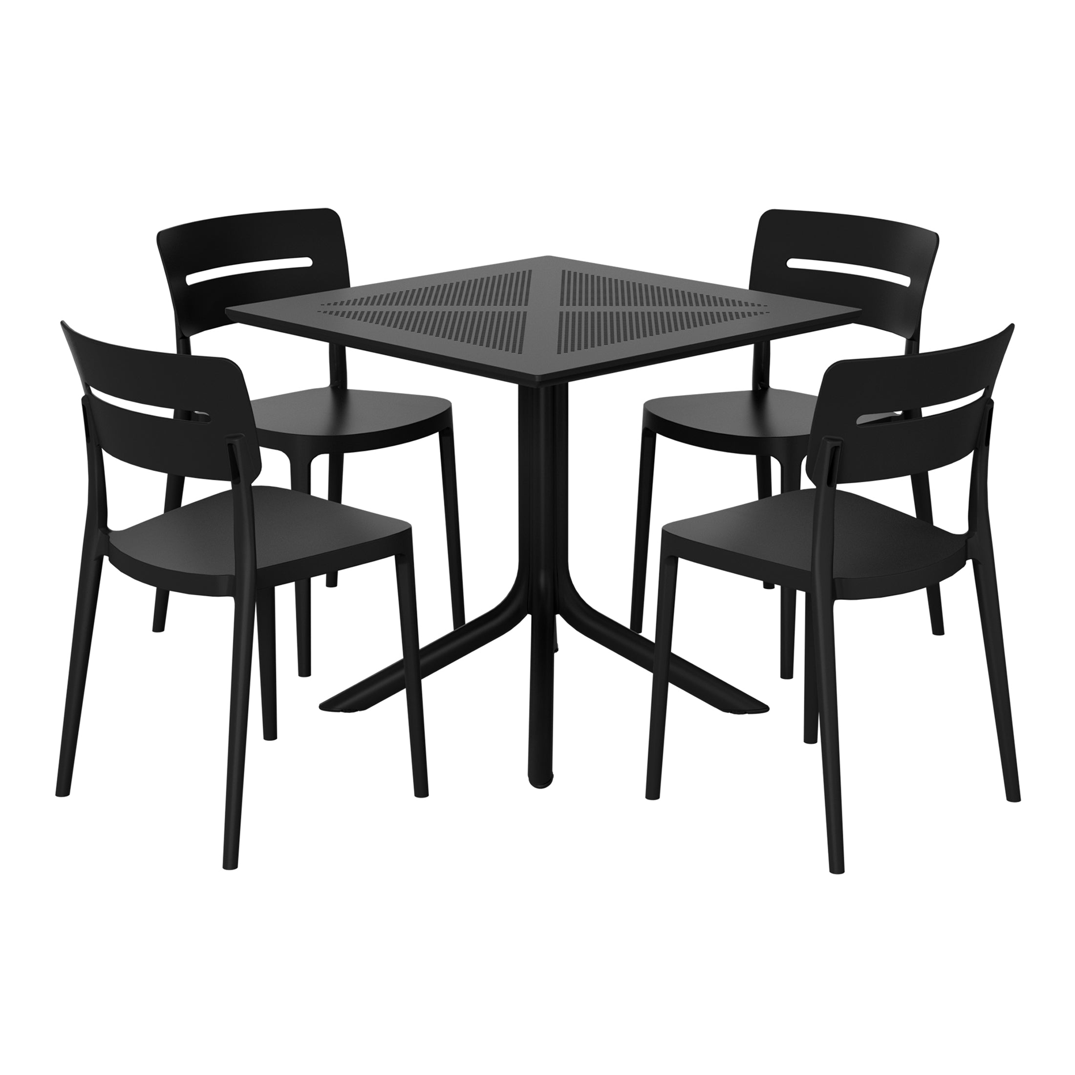 Sunshine Modern 5-Piece Resin Patio Dining Table Set with Stackable Patio Dining Chairs