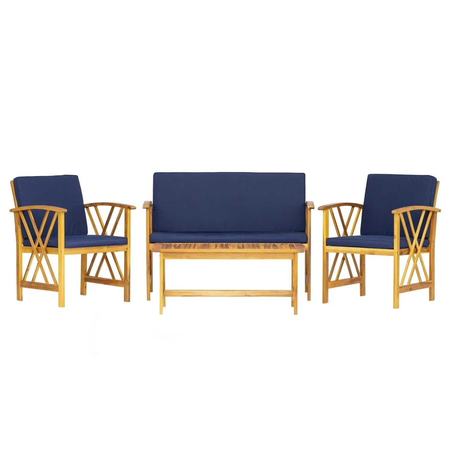 Bahia 4-Piece Outdoor Patio Acacia Sofa Conversation Set - Costaelm