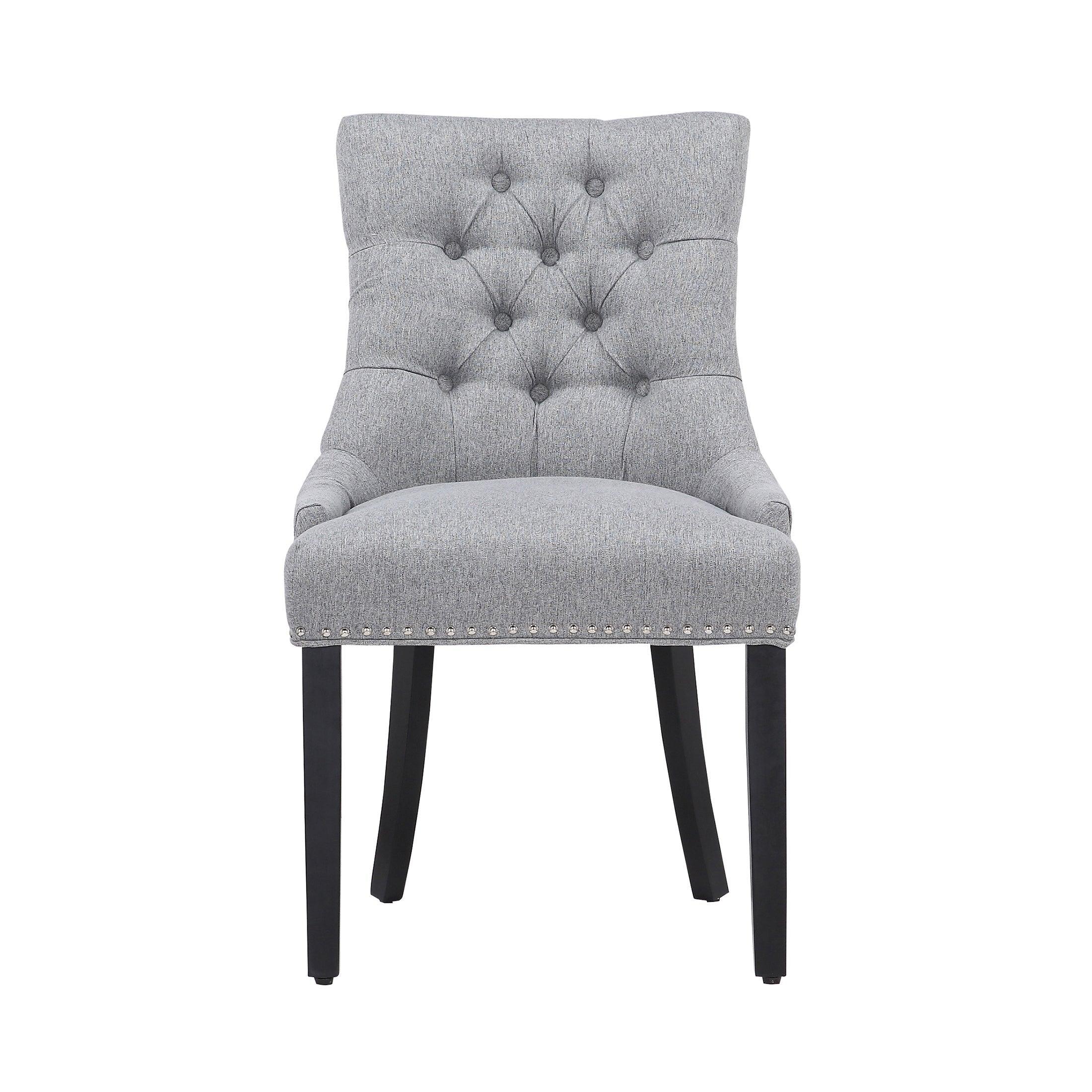 BELLMOUNT Upholstered Wingback Button Tufted Dining Chair (Set of 2), Gray