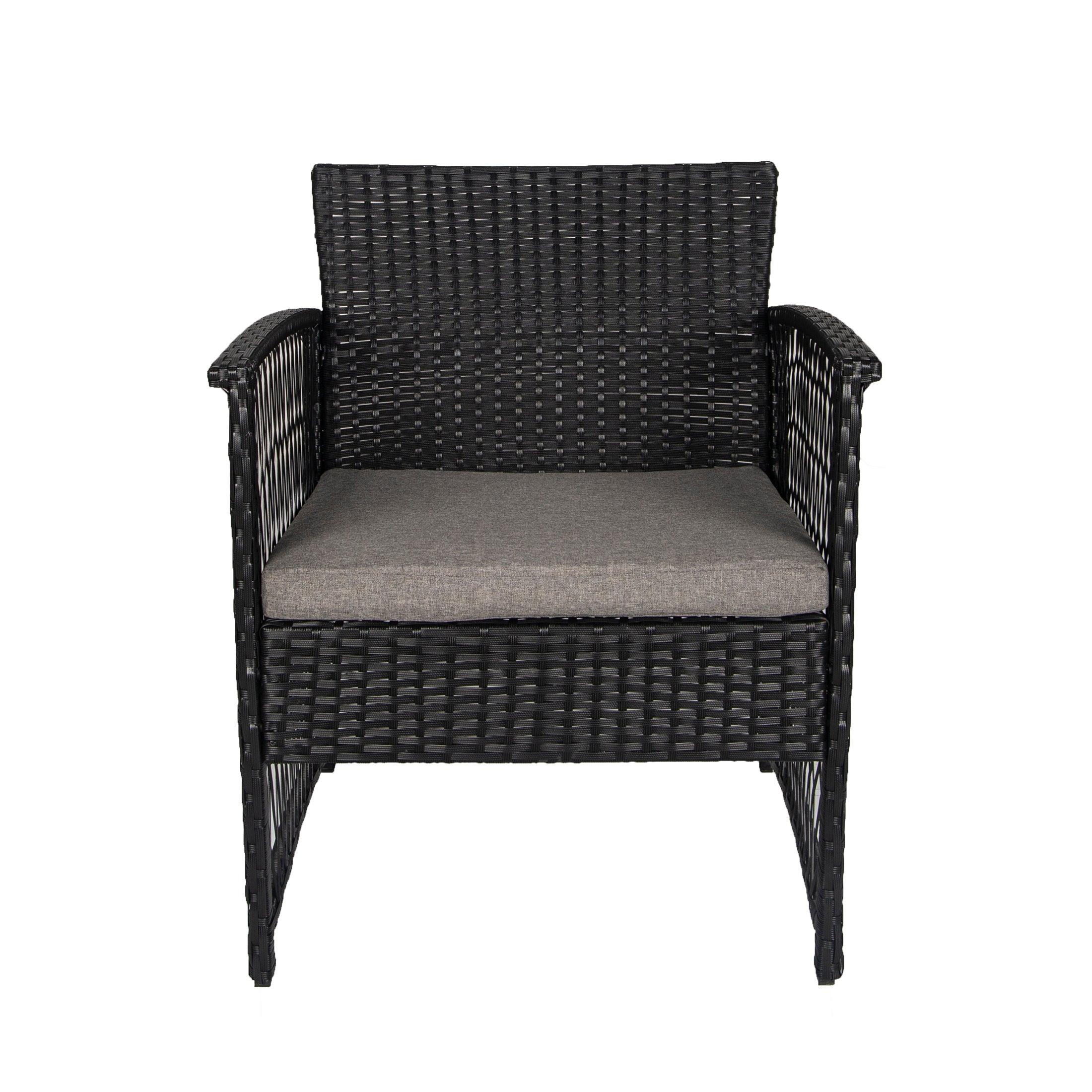 Bistro 3-Piece Patio Conversation Set Black PE Rattan Wicker - Costaelm