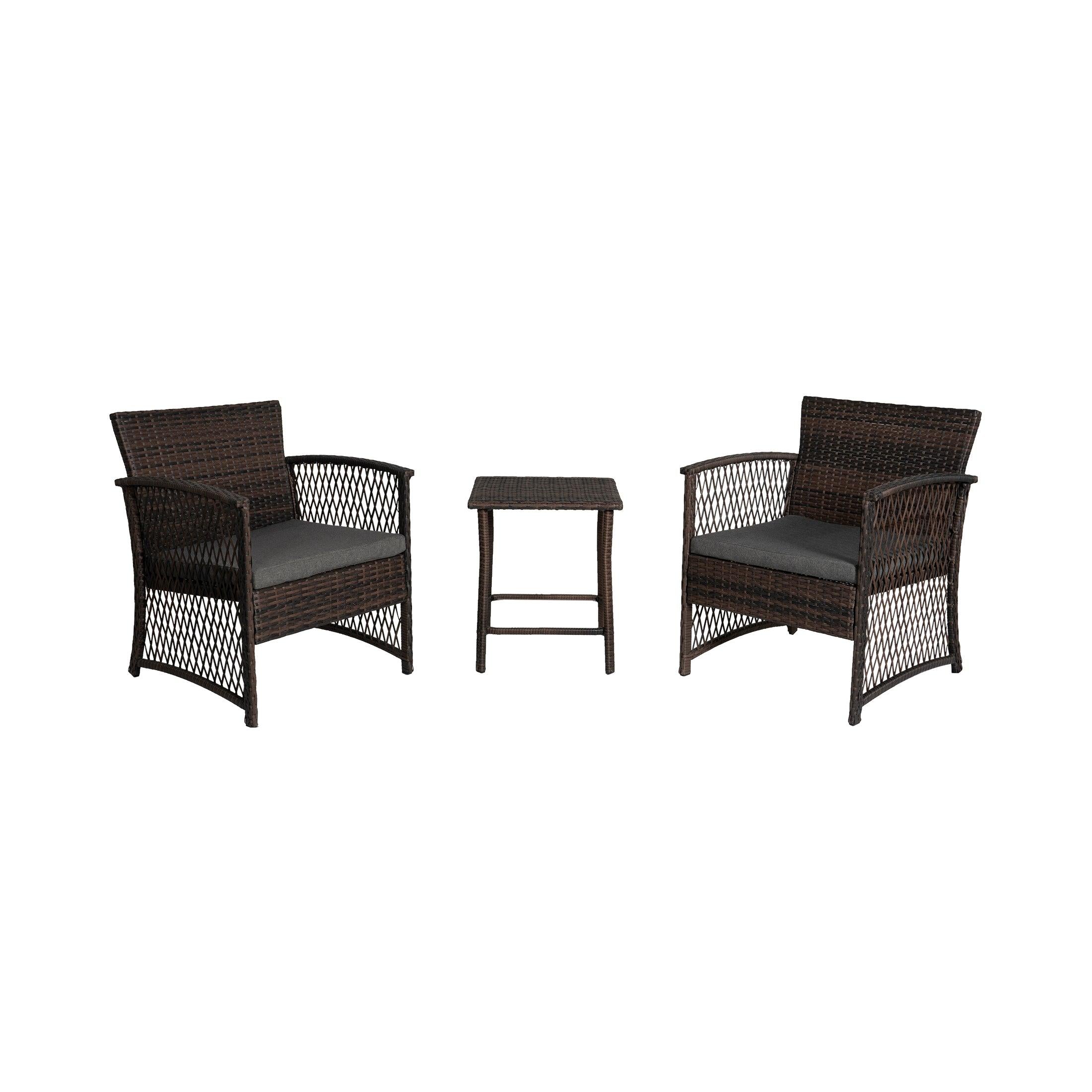 Bistro 3-Piece Patio Conversation Set Coffee PE Rattan Wicker - Costaelm