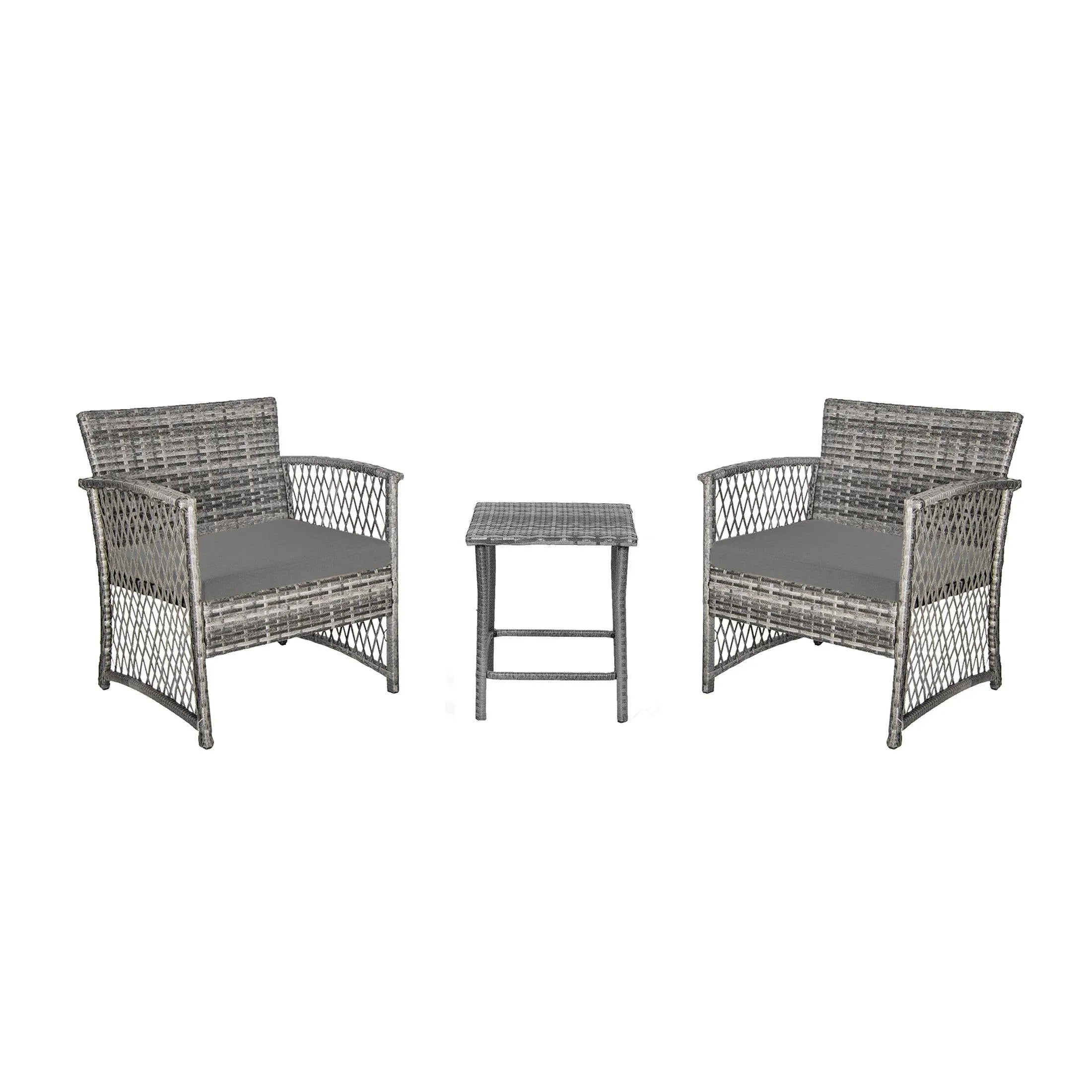 Bistro 3-Piece Patio Conversation Set Gray PE Rattan Wicker - Costaelm