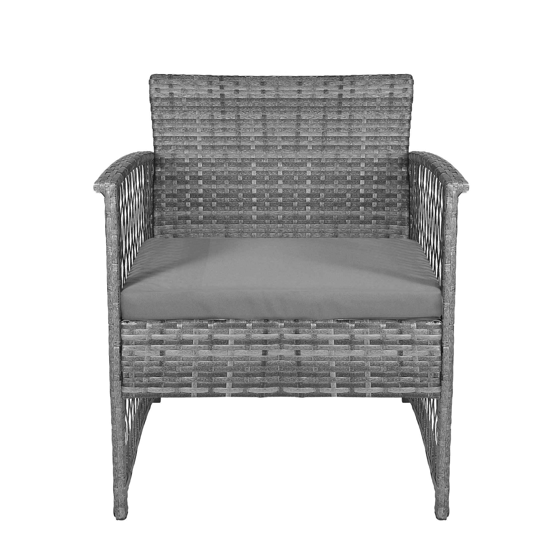 Bistro 3-Piece Patio Conversation Set Gray PE Rattan Wicker - Costaelm