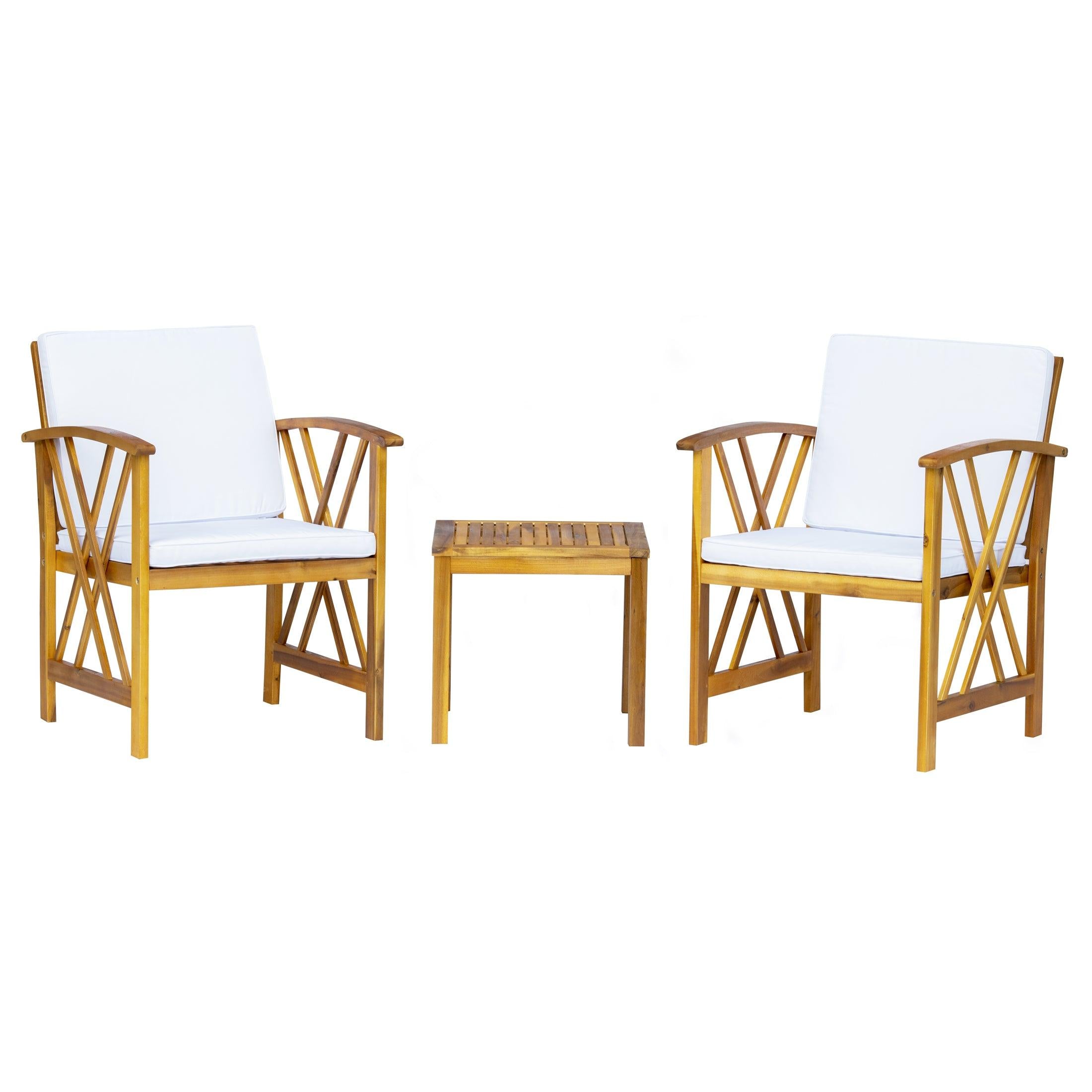 BAHIA 3-Piece Acacia Patio Sofa Conversation Furniture Set - Costaelm