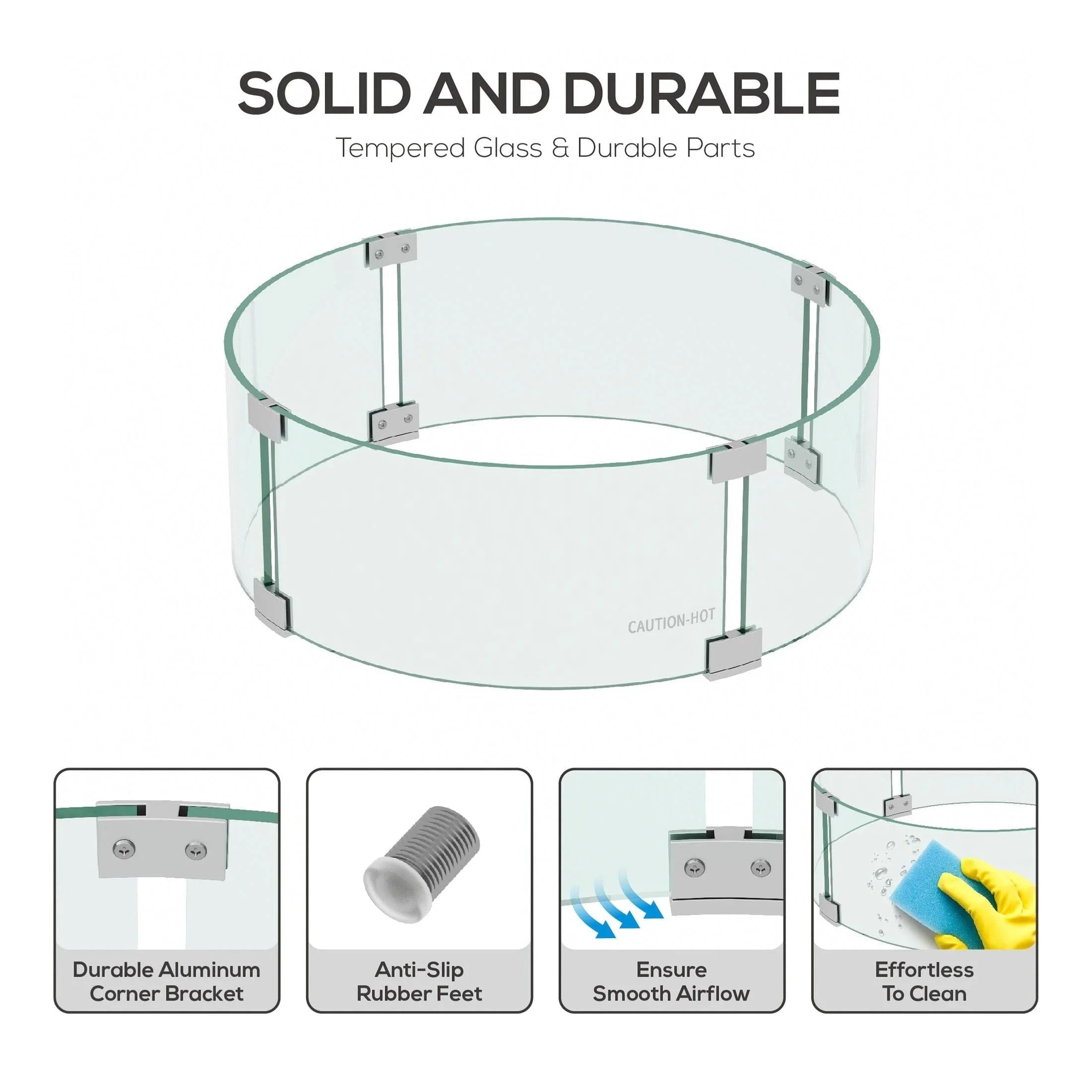 Hampshire Round Tempered Glass Fire Flame Guard 17" - Costaelm