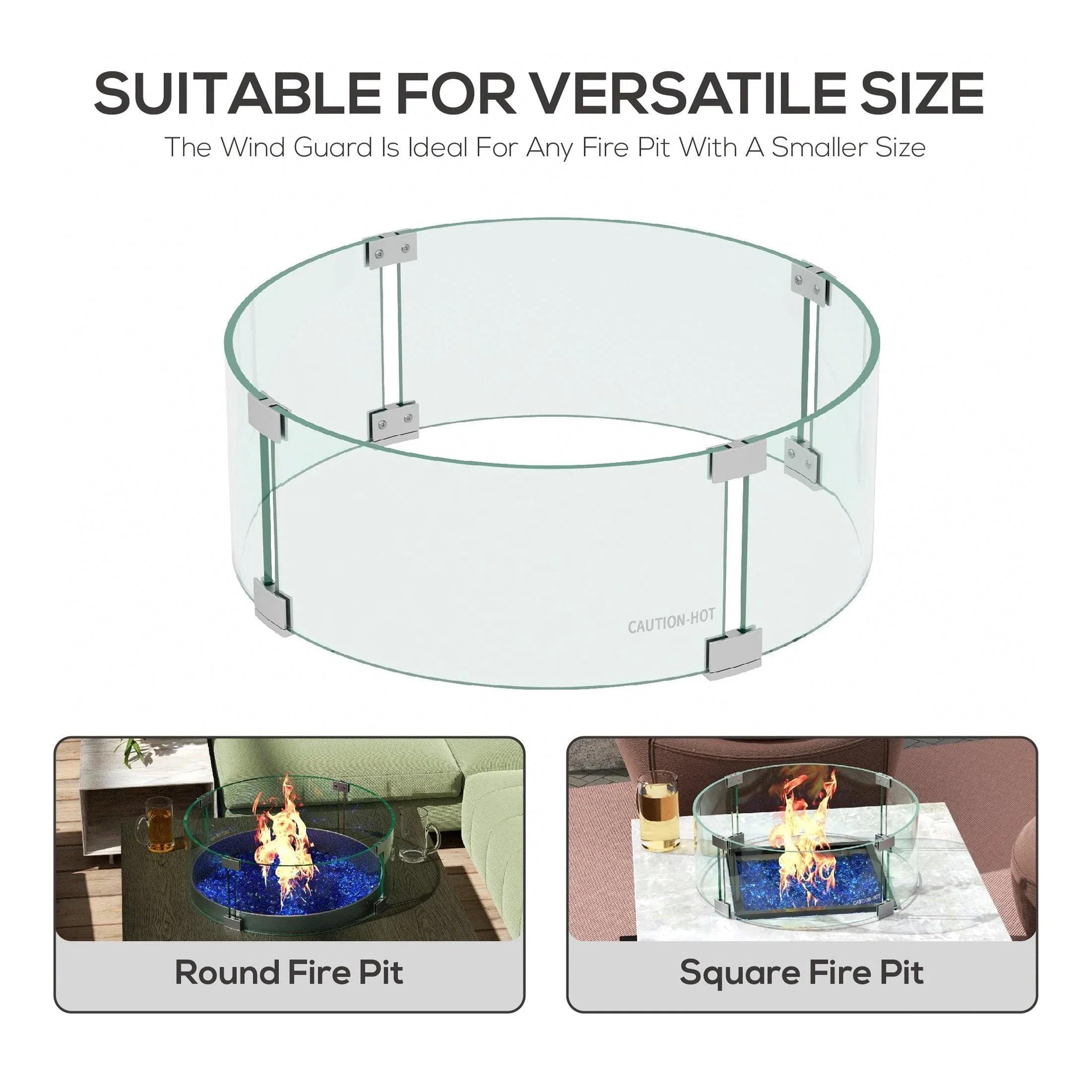 Hampshire Round Tempered Glass Fire Flame Guard 17" - Costaelm