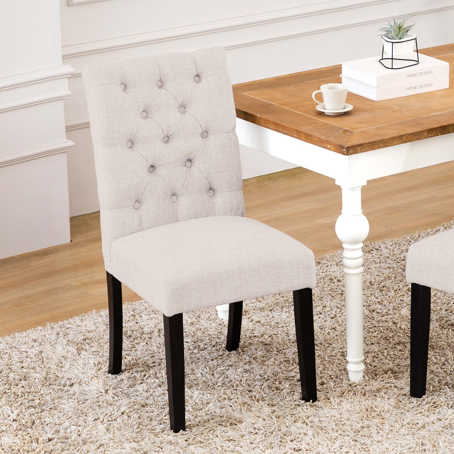 Costaelm Jameson Fabric Tufted Dining Side Chair in Light Gray