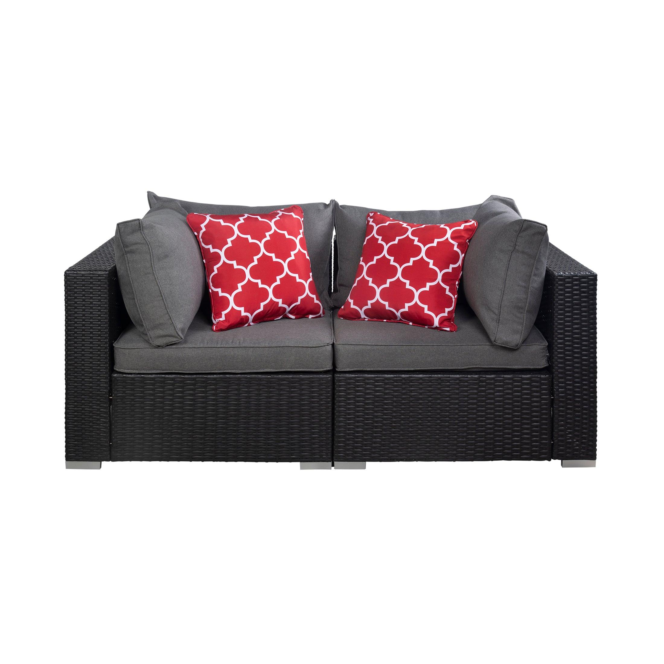 London 2-Piece Outdoor Patio Rattan Wicker Modular Sofa Espresso/Gray - Costaelm
